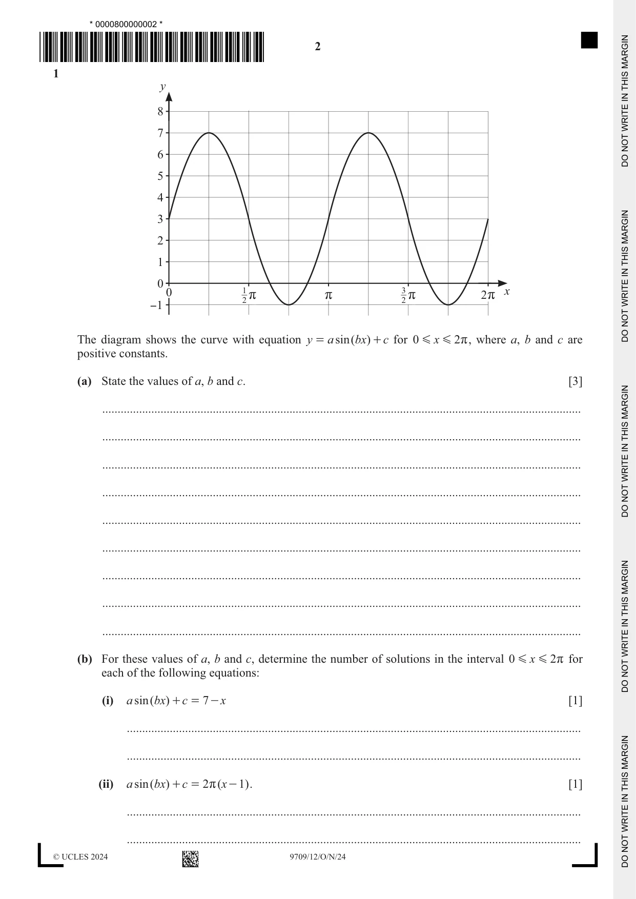 Cambridge A Level Mathematics 9709 2024 Oct/Nov Paper 1 · Variant 2 question paper, page 2 of 20