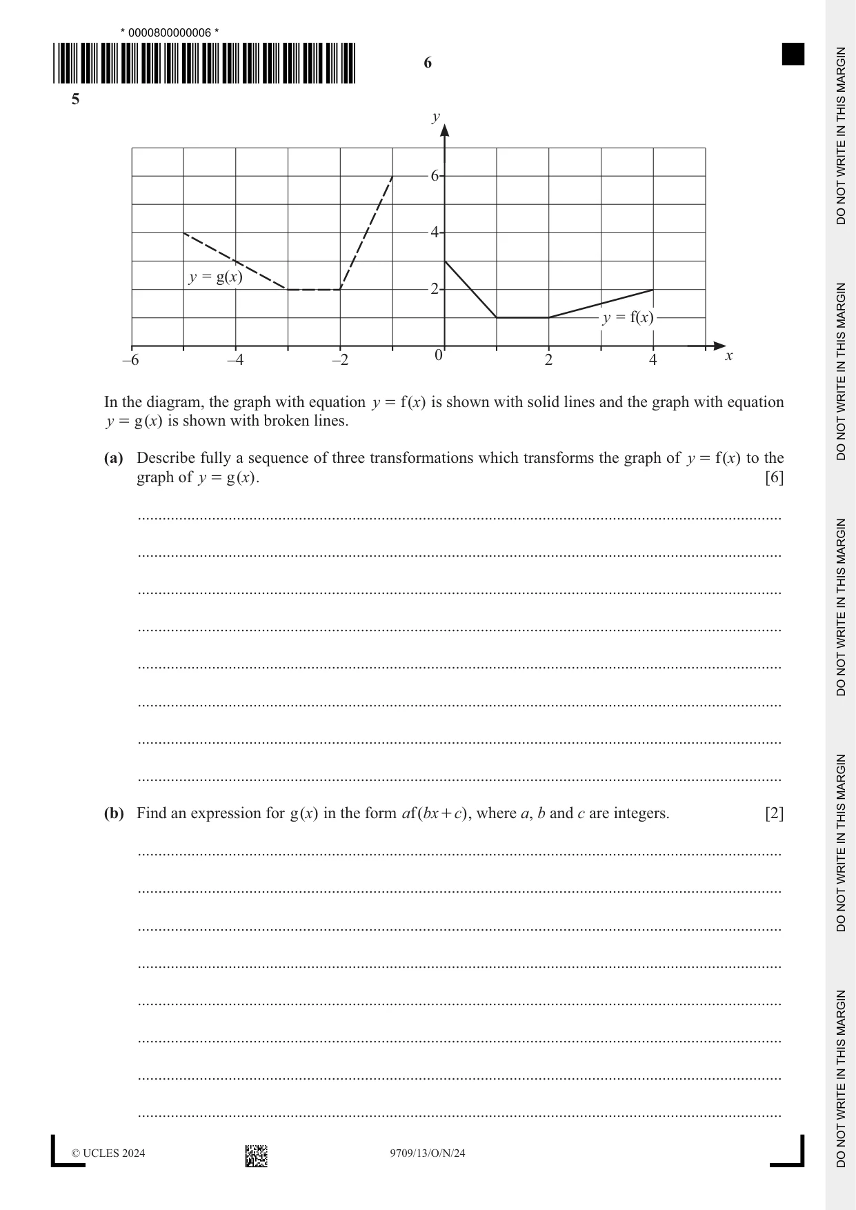 Cambridge A Level Mathematics 9709 2024 Oct/Nov Paper 1 · Variant 3 question paper, page 6 of 20