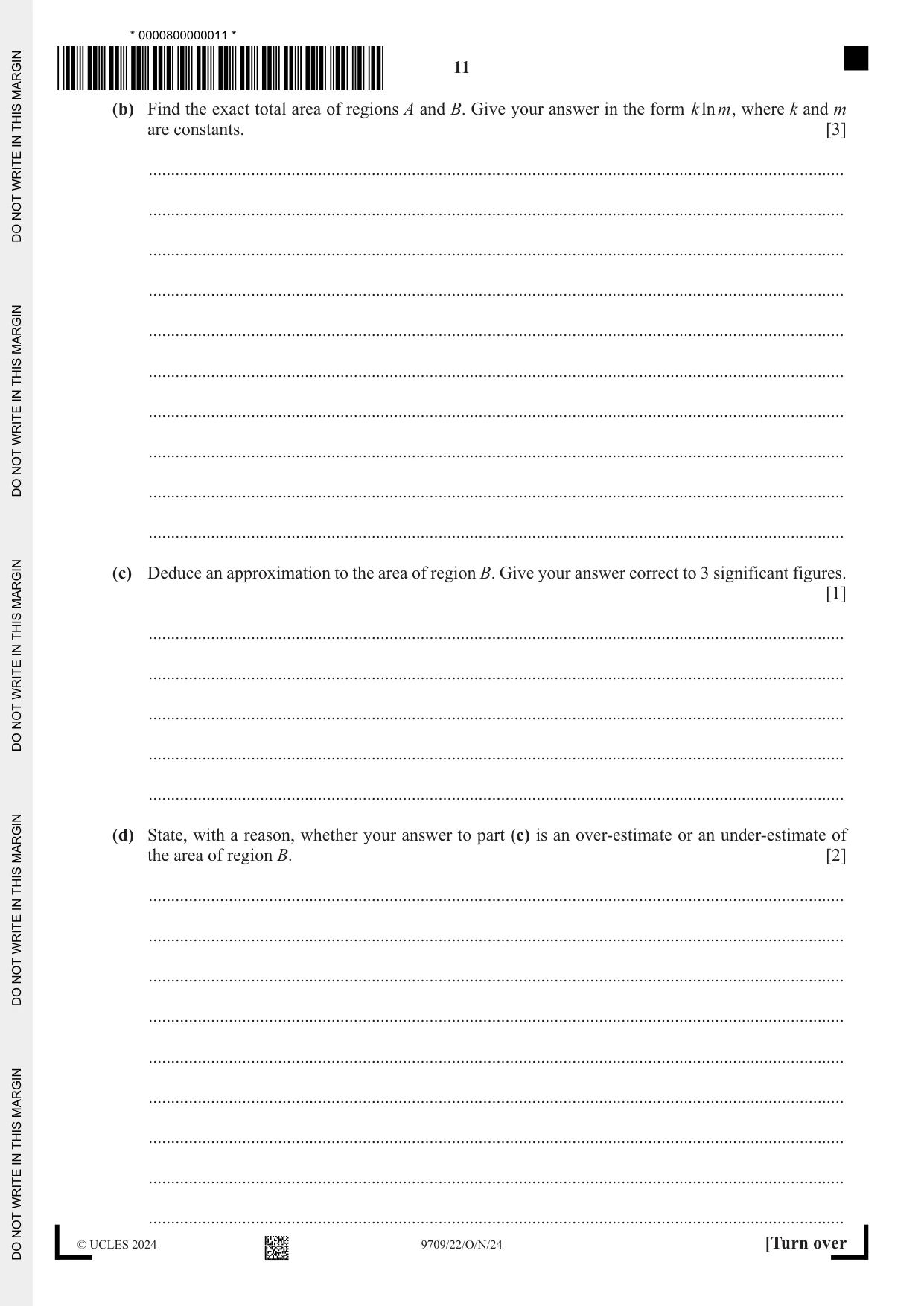 Cambridge A Level Mathematics 9709 2024 Oct/Nov Paper 2 · Variant 2 question paper, page 11 of 16