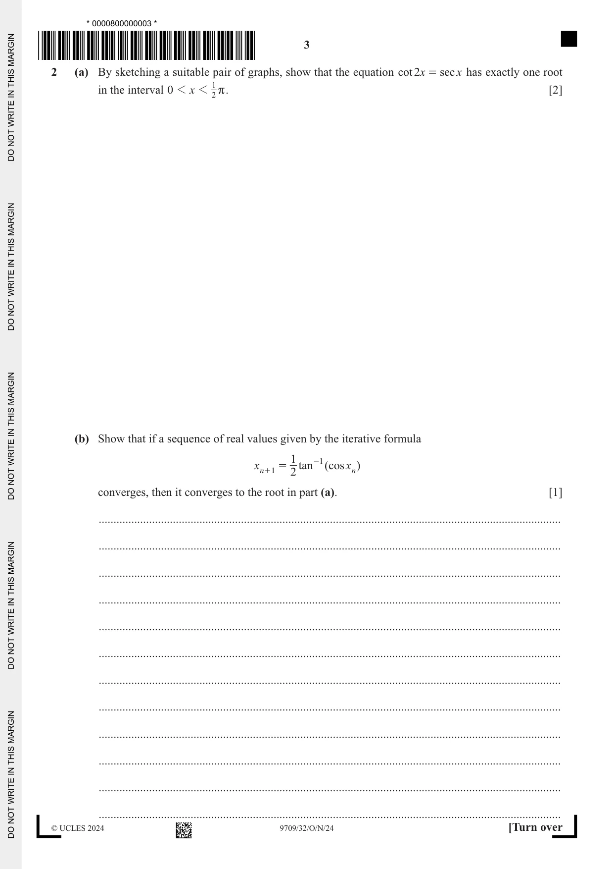 Cambridge A Level Mathematics 9709 2024 Oct/Nov Paper 3 · Variant 2 question paper, page 3 of 20