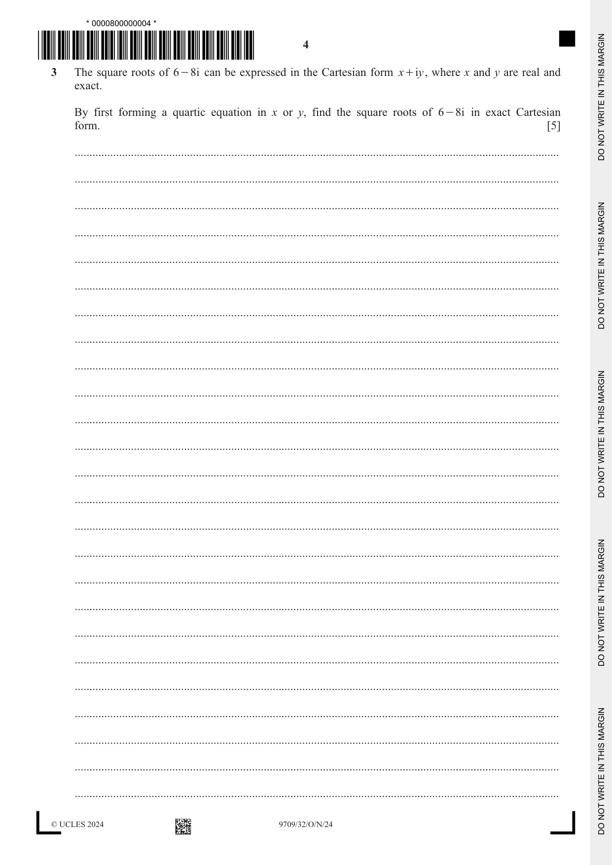 Cambridge A Level Mathematics 9709 2024 Oct/Nov Paper 3 · Variant 2 question paper, page 4 of 20