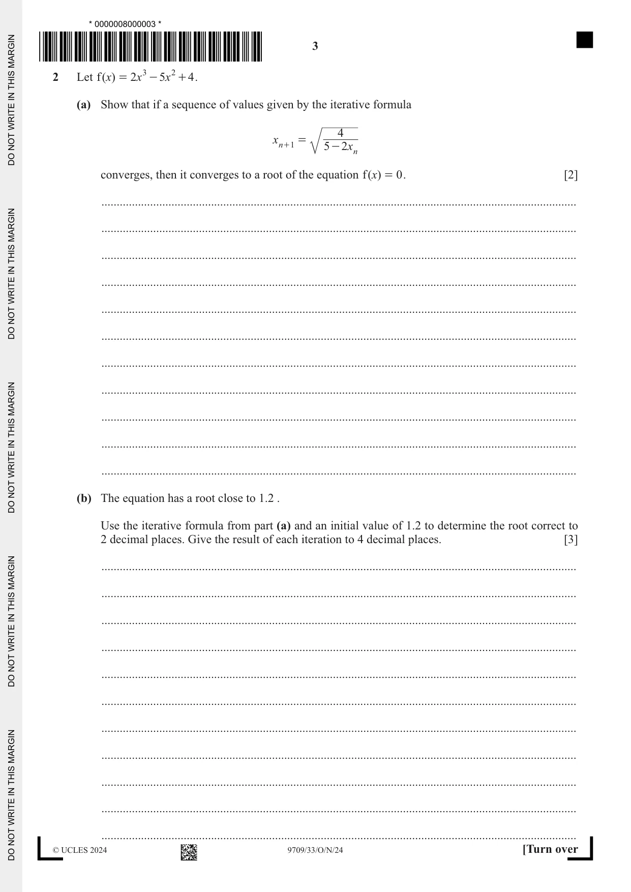Cambridge A Level Mathematics 9709 2024 Oct/Nov Paper 3 · Variant 3 question paper, page 3 of 20