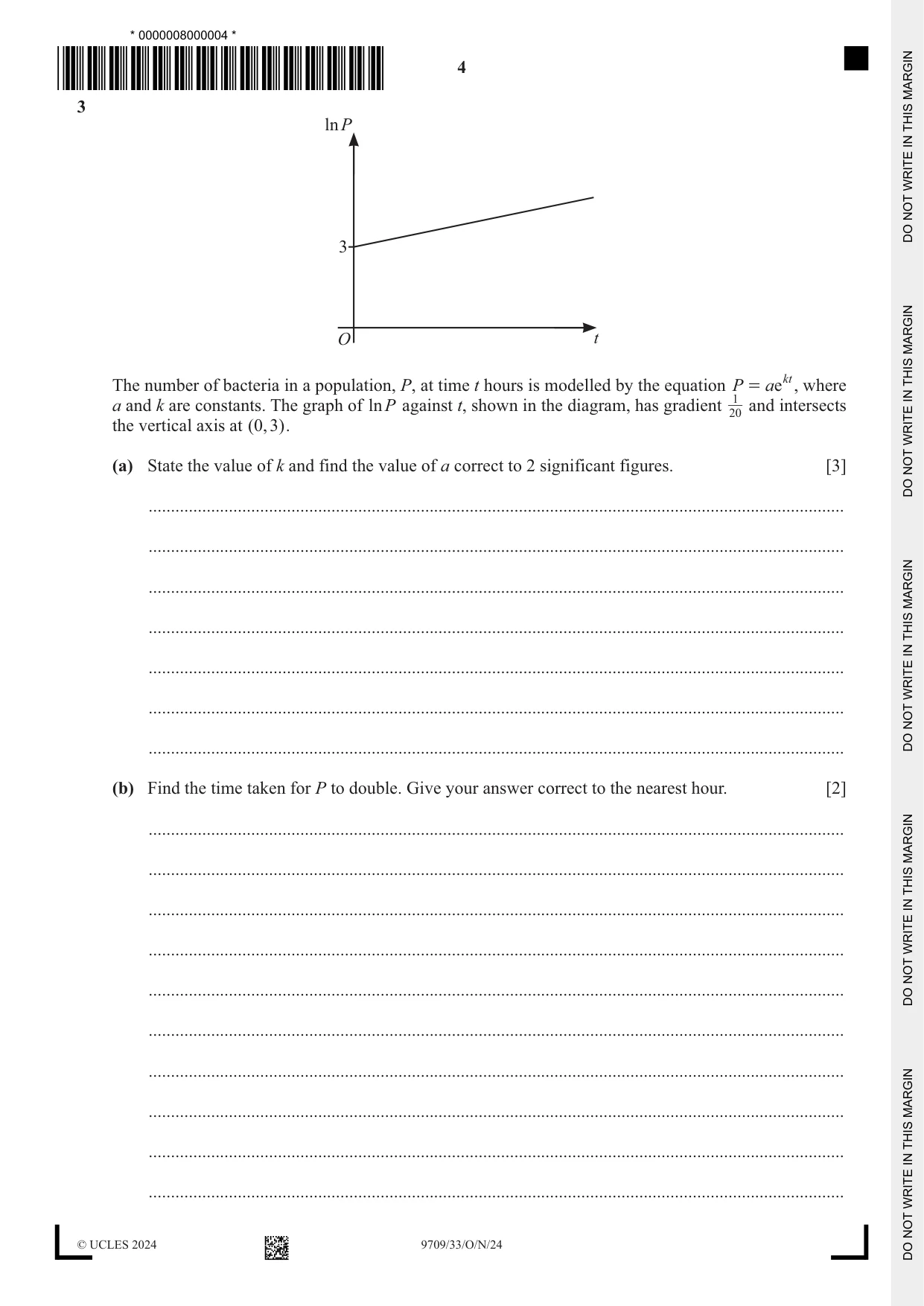 Cambridge A Level Mathematics 9709 2024 Oct/Nov Paper 3 · Variant 3 question paper, page 4 of 20