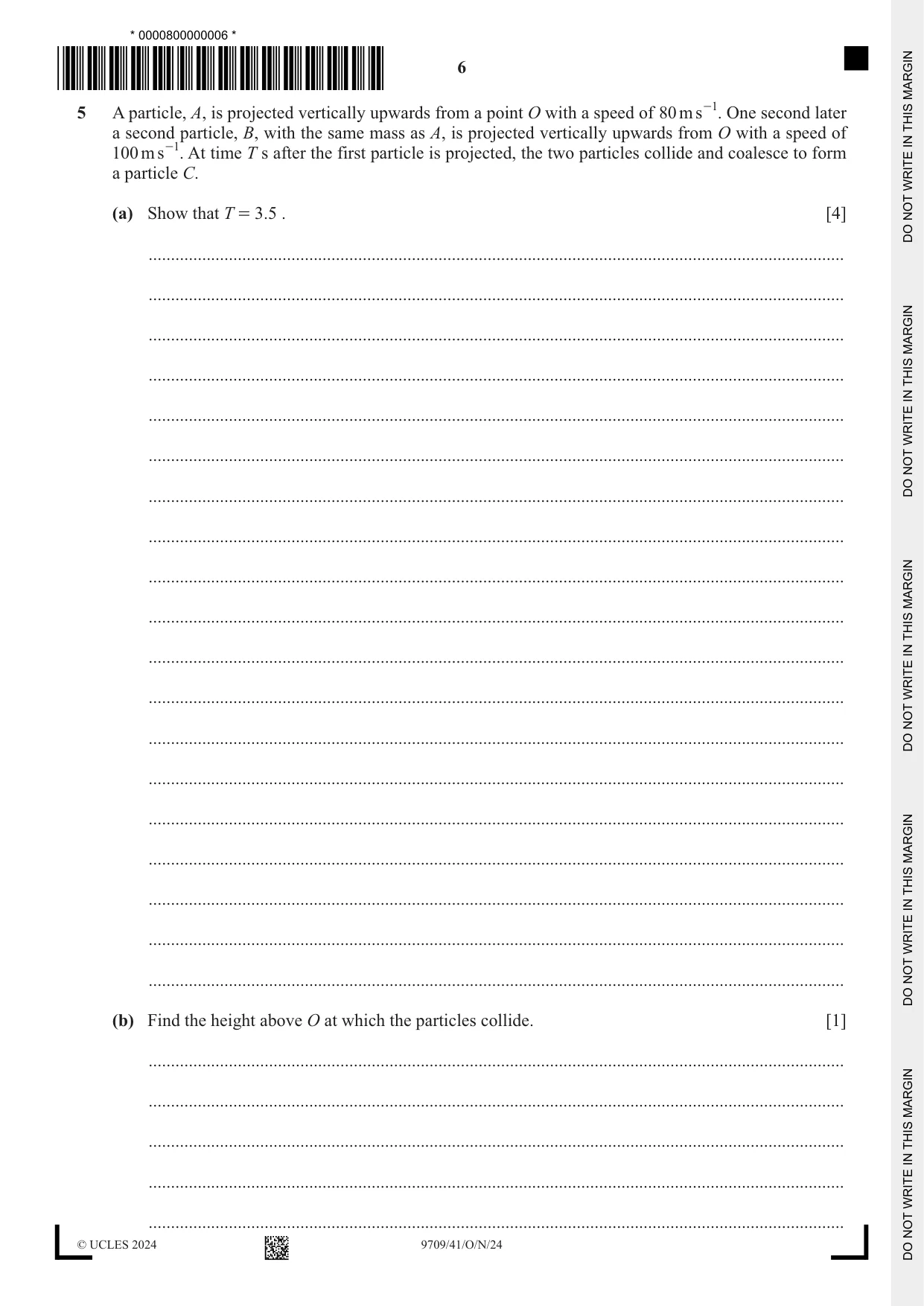 Cambridge A Level Mathematics 9709 2024 Oct/Nov Paper 4 · Variant 1 question paper, page 6 of 16