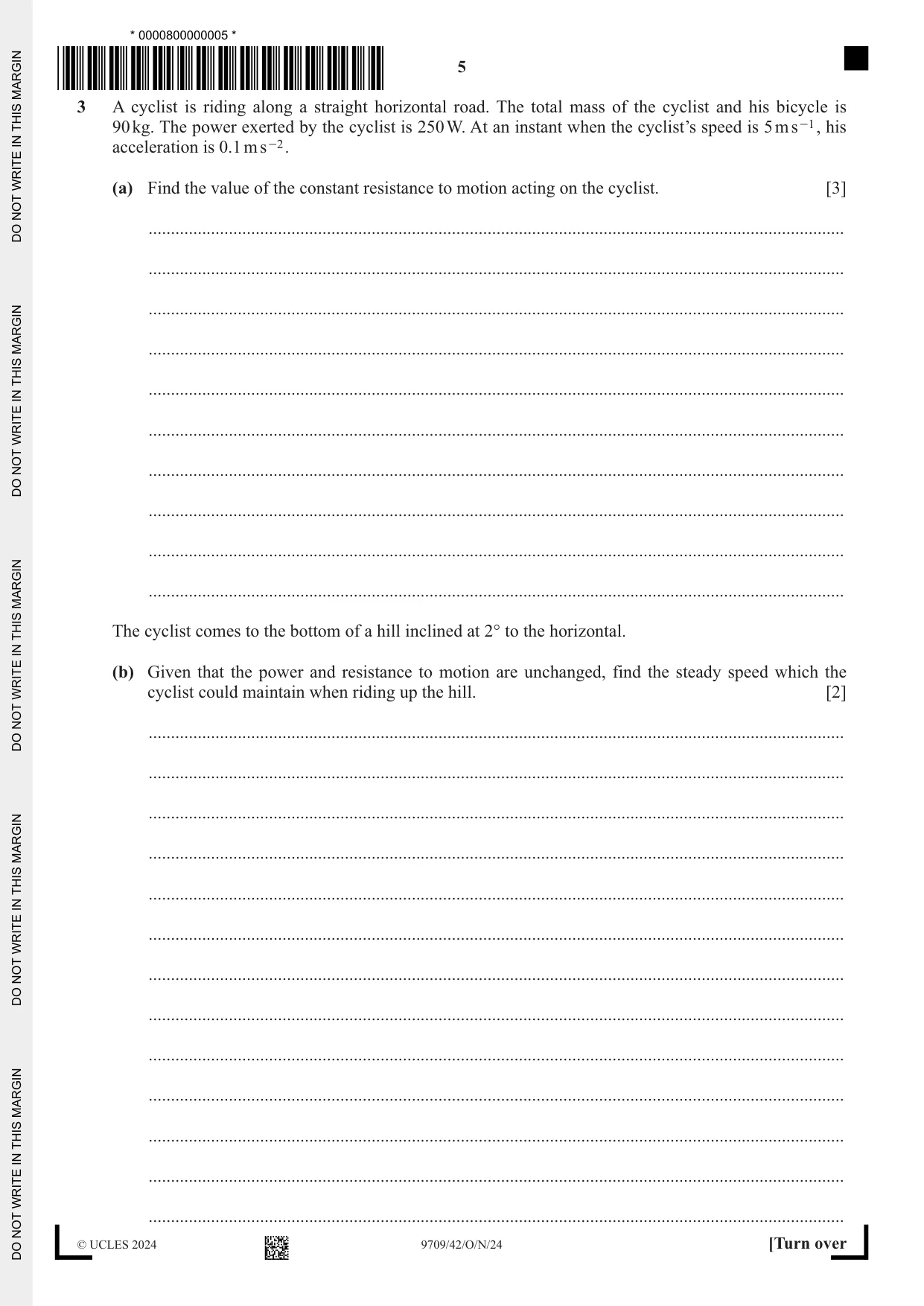 Cambridge A Level Mathematics 9709 2024 Oct/Nov Paper 4 · Variant 2 question paper, page 5 of 16