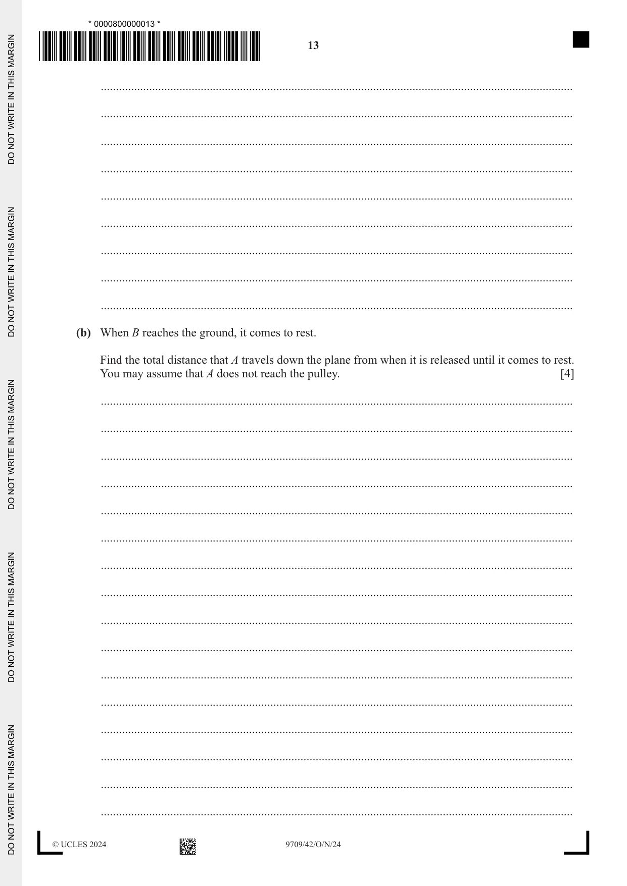 Cambridge A Level Mathematics 9709 2024 Oct/Nov Paper 4 · Variant 2 question paper, page 13 of 16