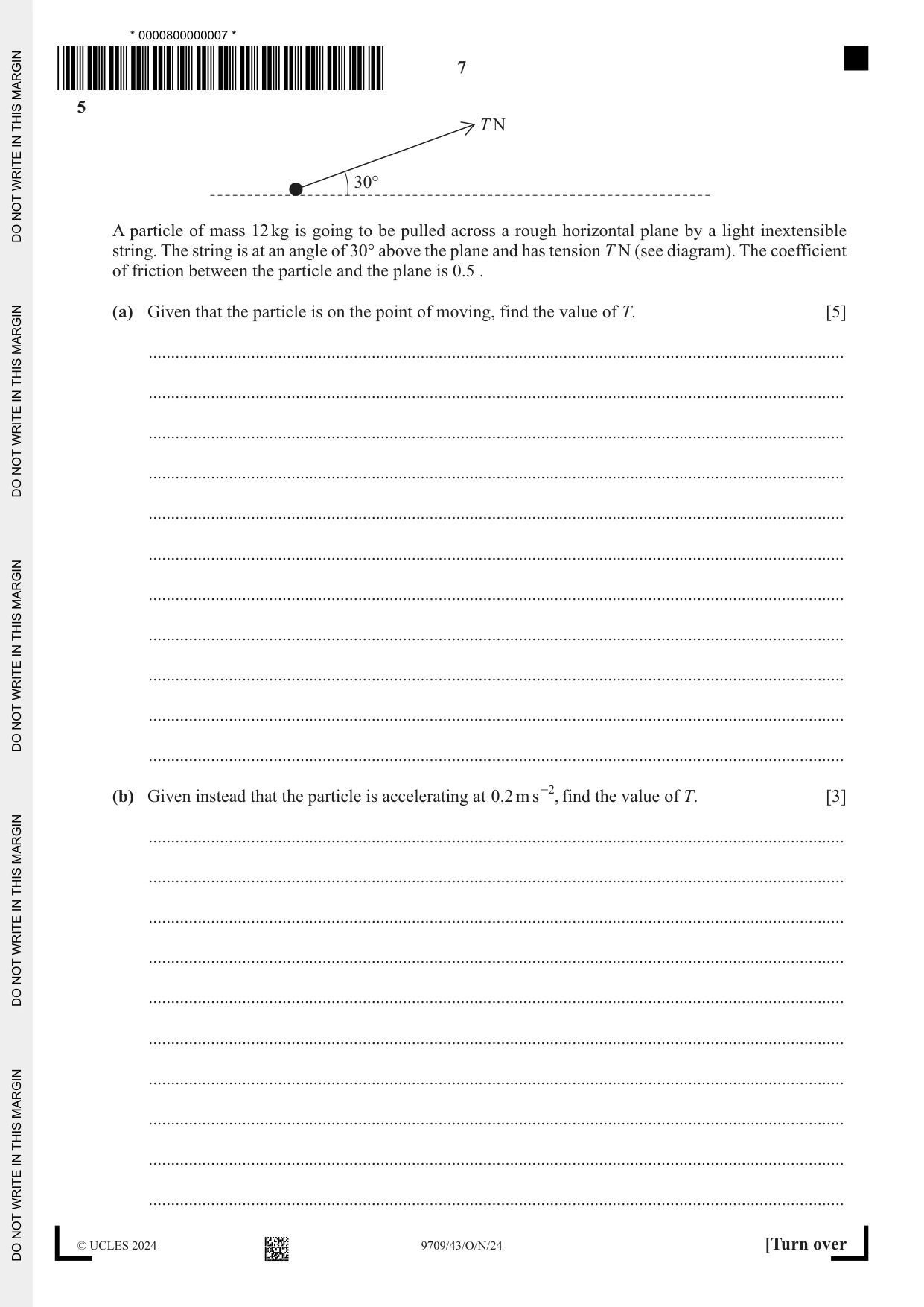 Cambridge A Level Mathematics 9709 2024 Oct/Nov Paper 4 · Variant 3 question paper, page 7 of 12