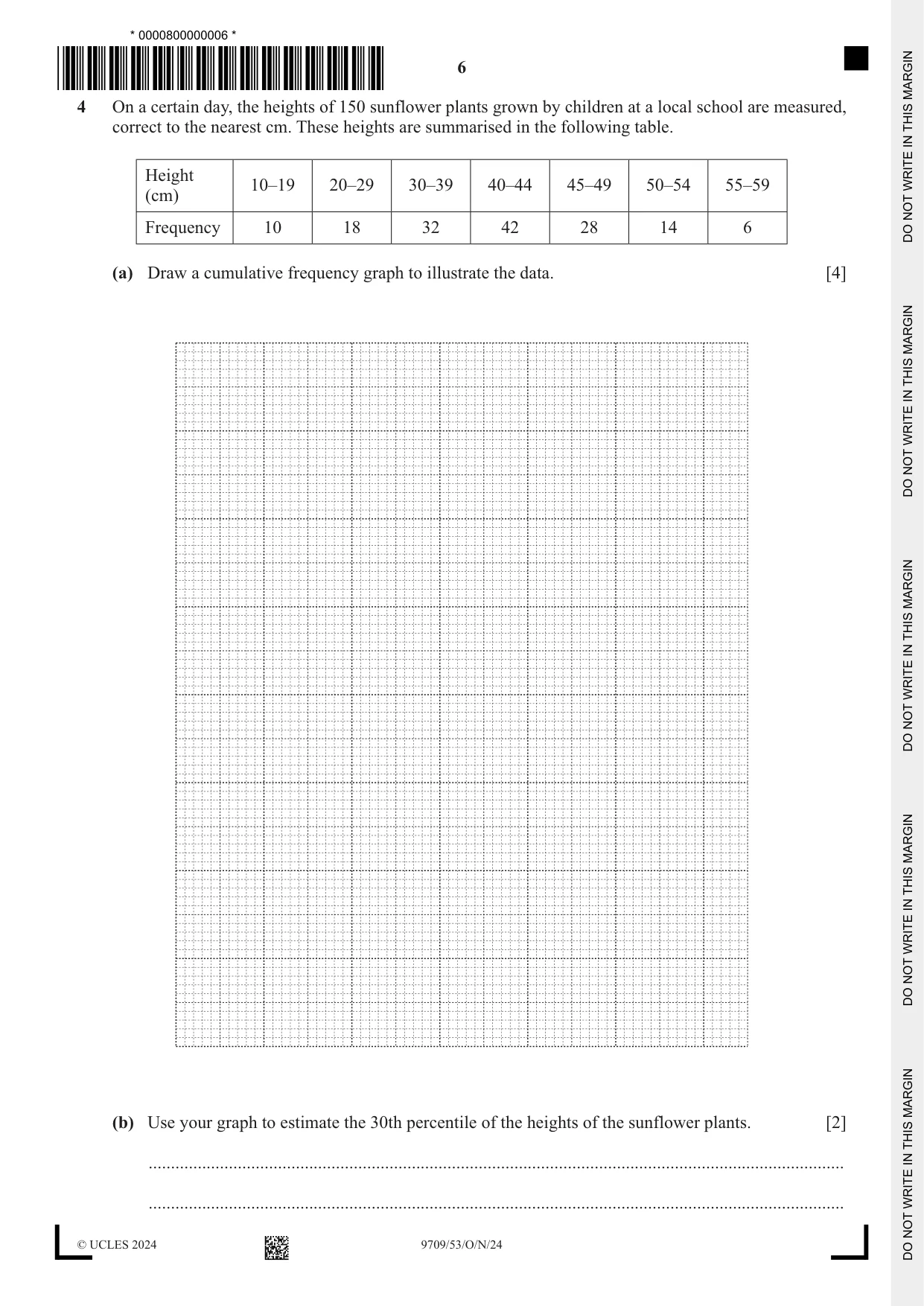 Cambridge A Level Mathematics 9709 2024 Oct/Nov Paper 5 · Variant 3 question paper, page 6 of 12