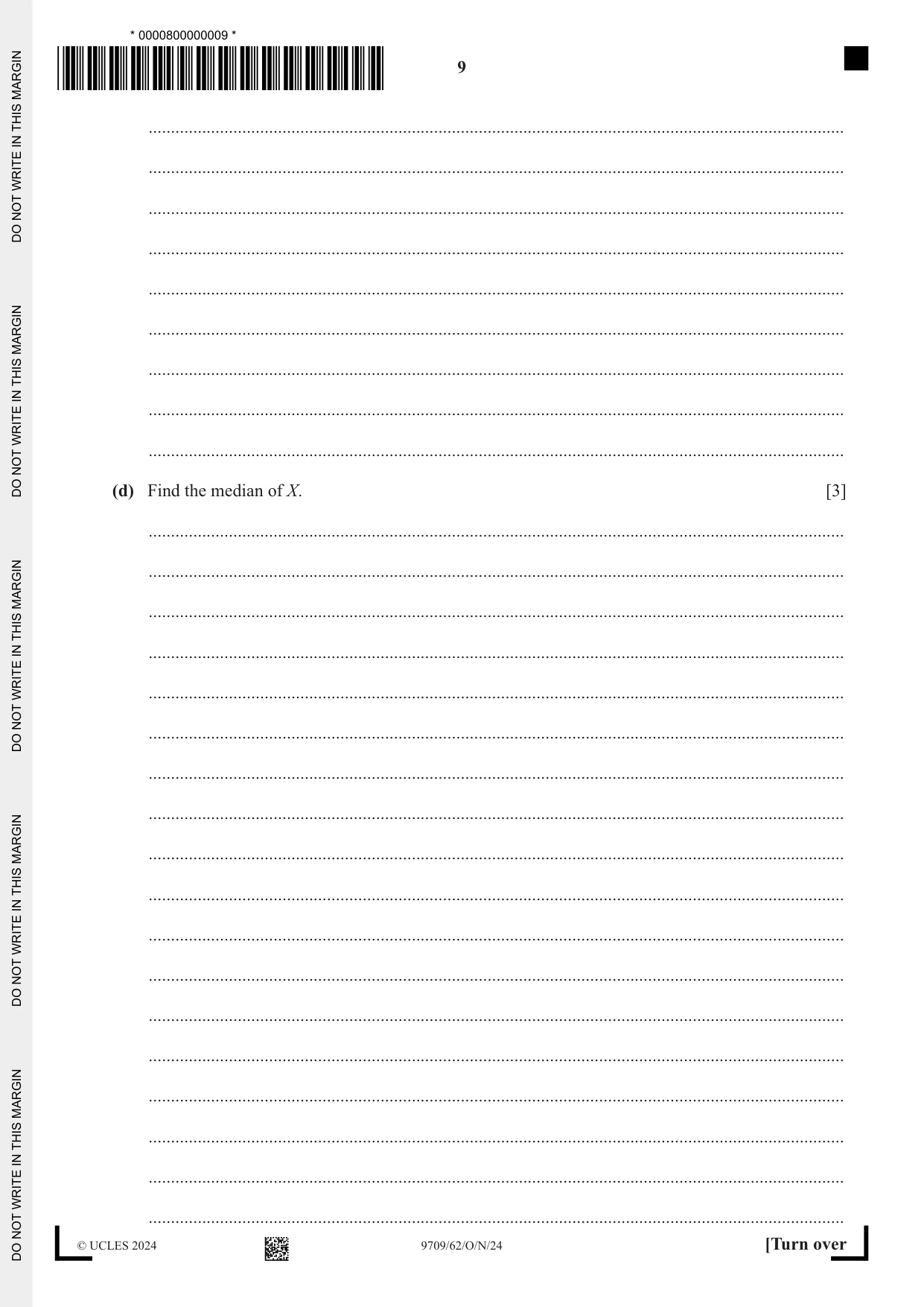 Cambridge A Level Mathematics 9709 2024 Oct/Nov Paper 6 · Variant 2 question paper, page 9 of 12
