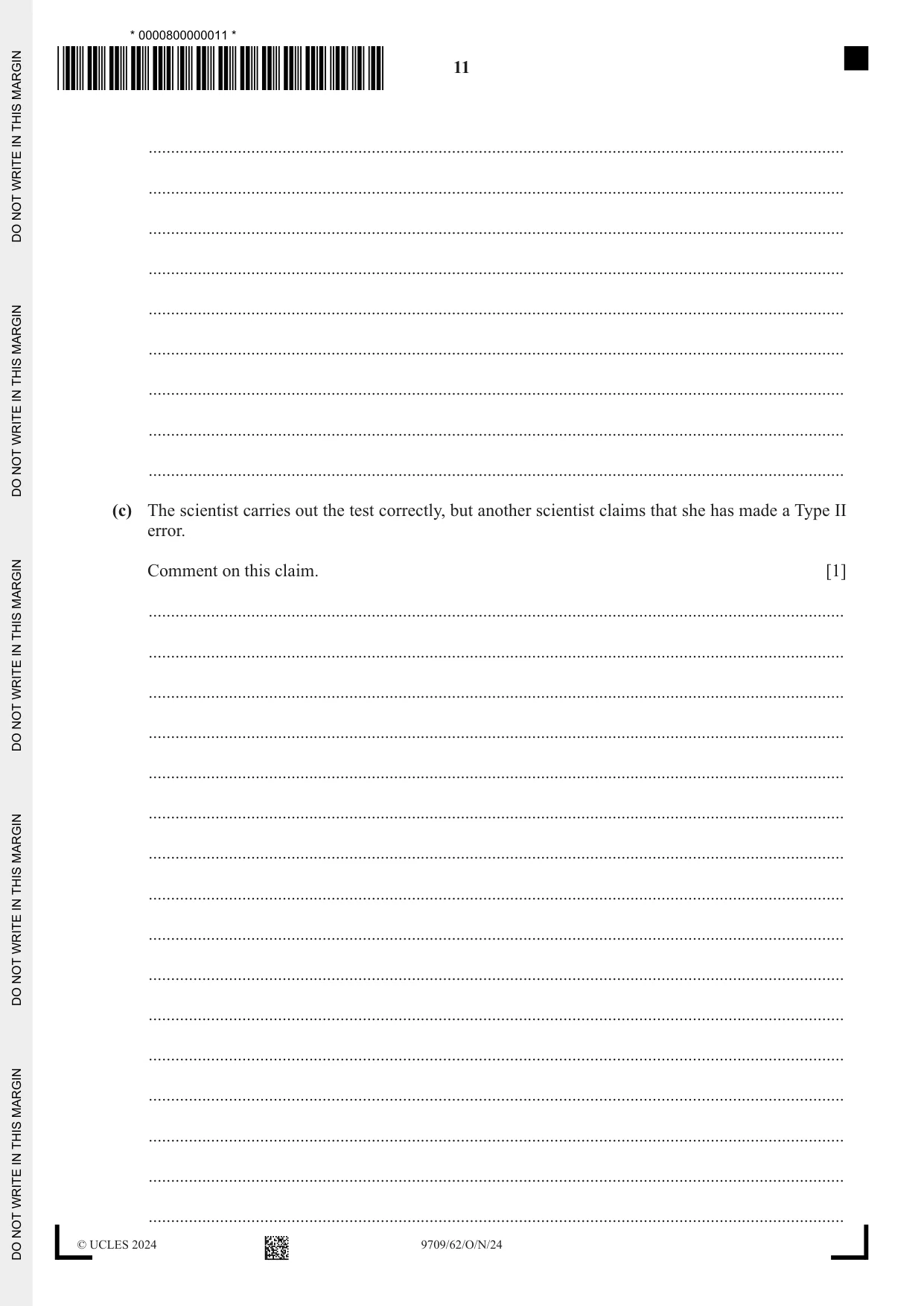 Cambridge A Level Mathematics 9709 2024 Oct/Nov Paper 6 · Variant 2 question paper, page 11 of 12