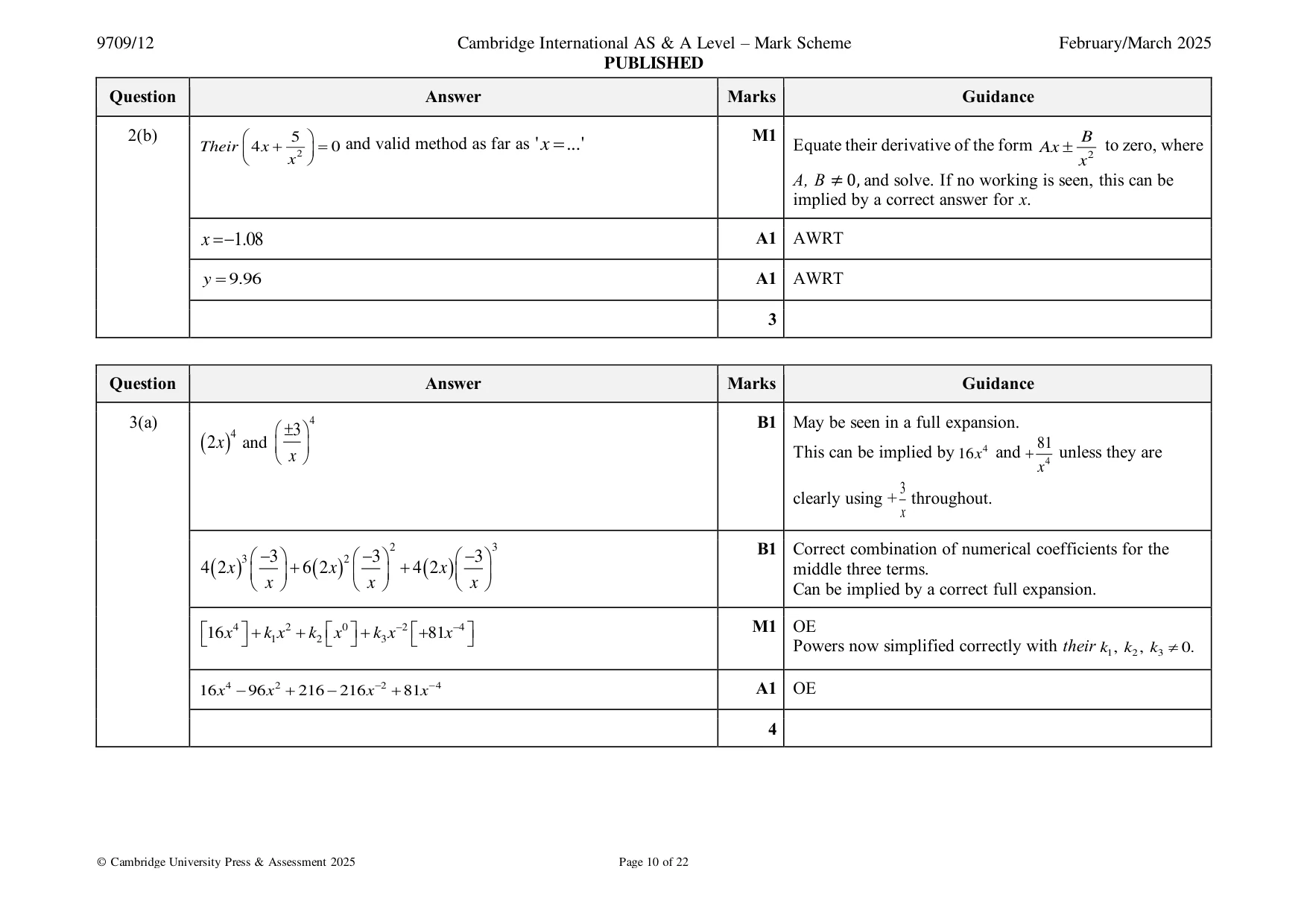 Mark scheme, page 10 of 22