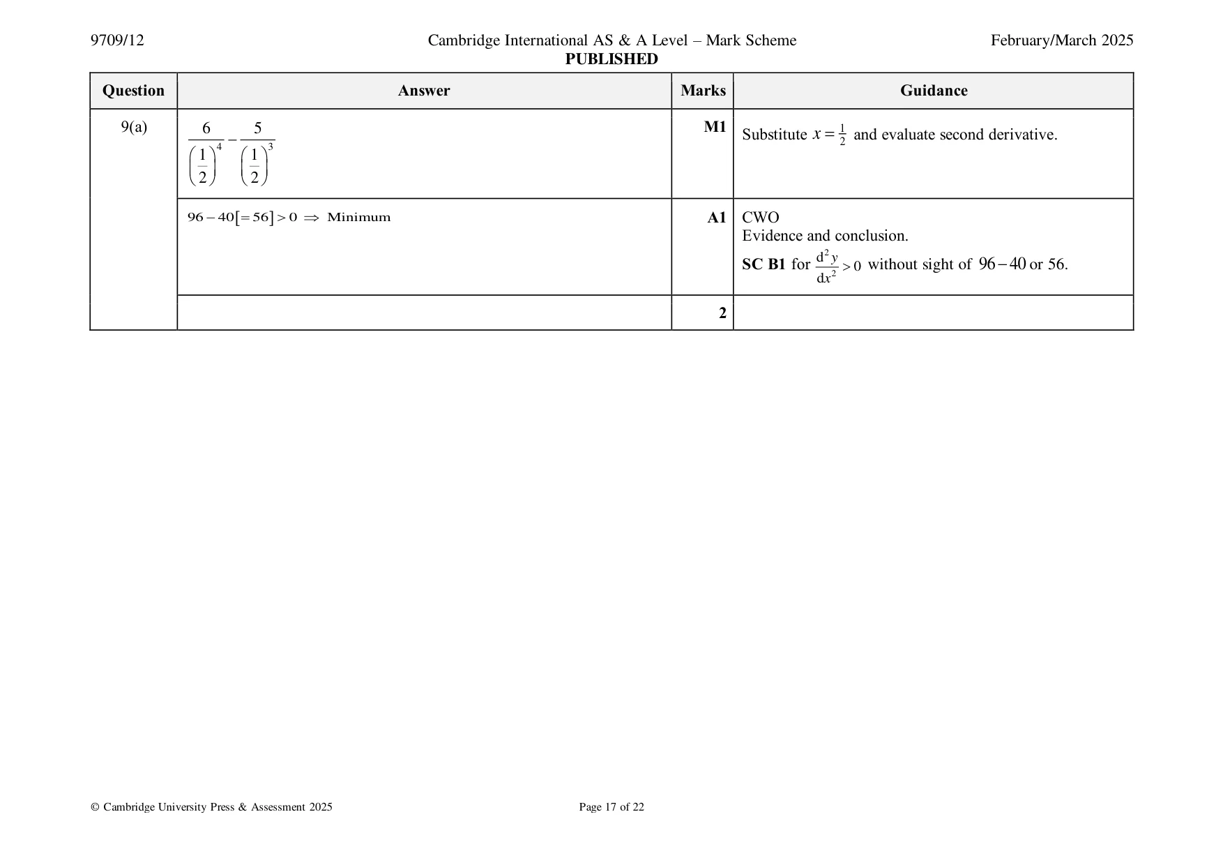 Mark scheme, page 17 of 22