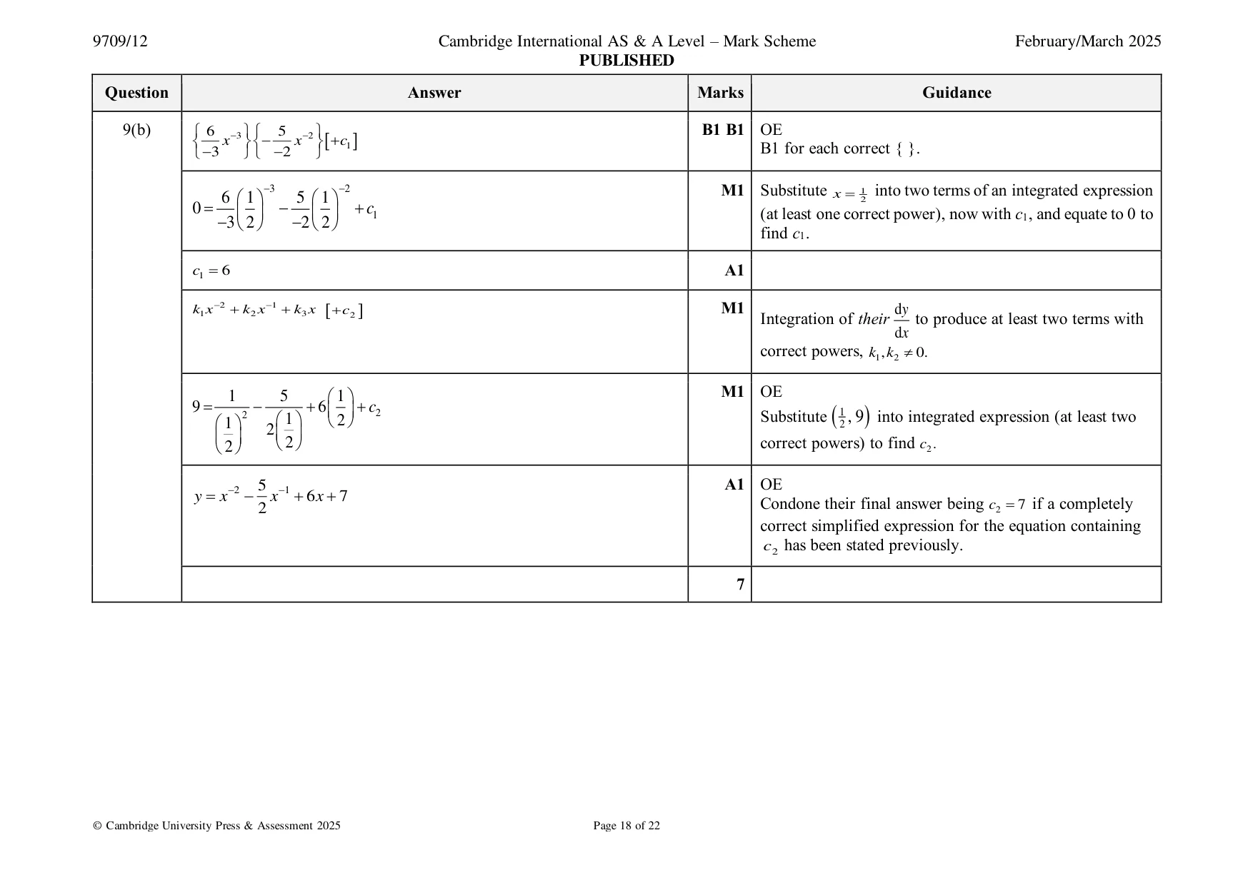 Mark scheme, page 18 of 22