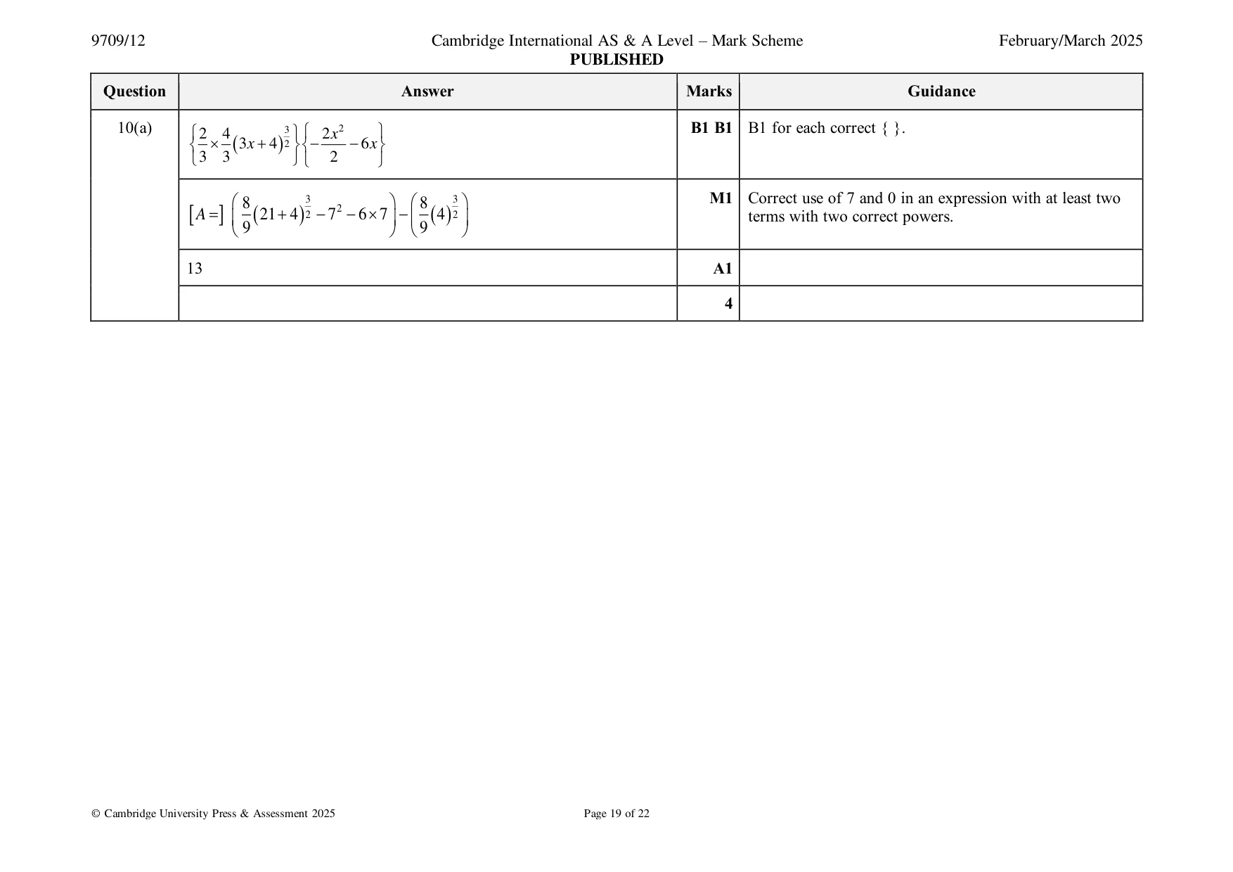 Mark scheme, page 19 of 22