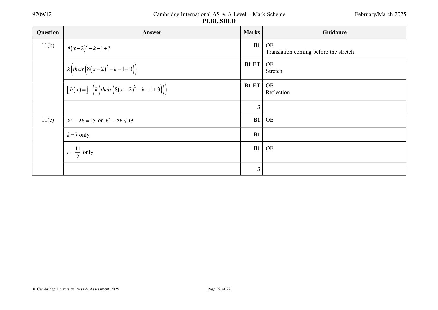 Mark scheme, page 22 of 22