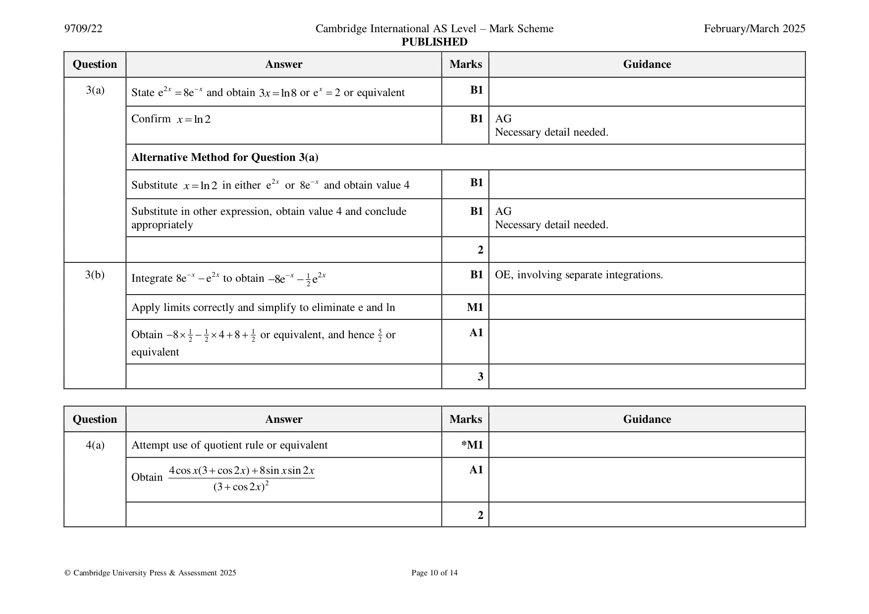 Mark scheme, page 10 of 14