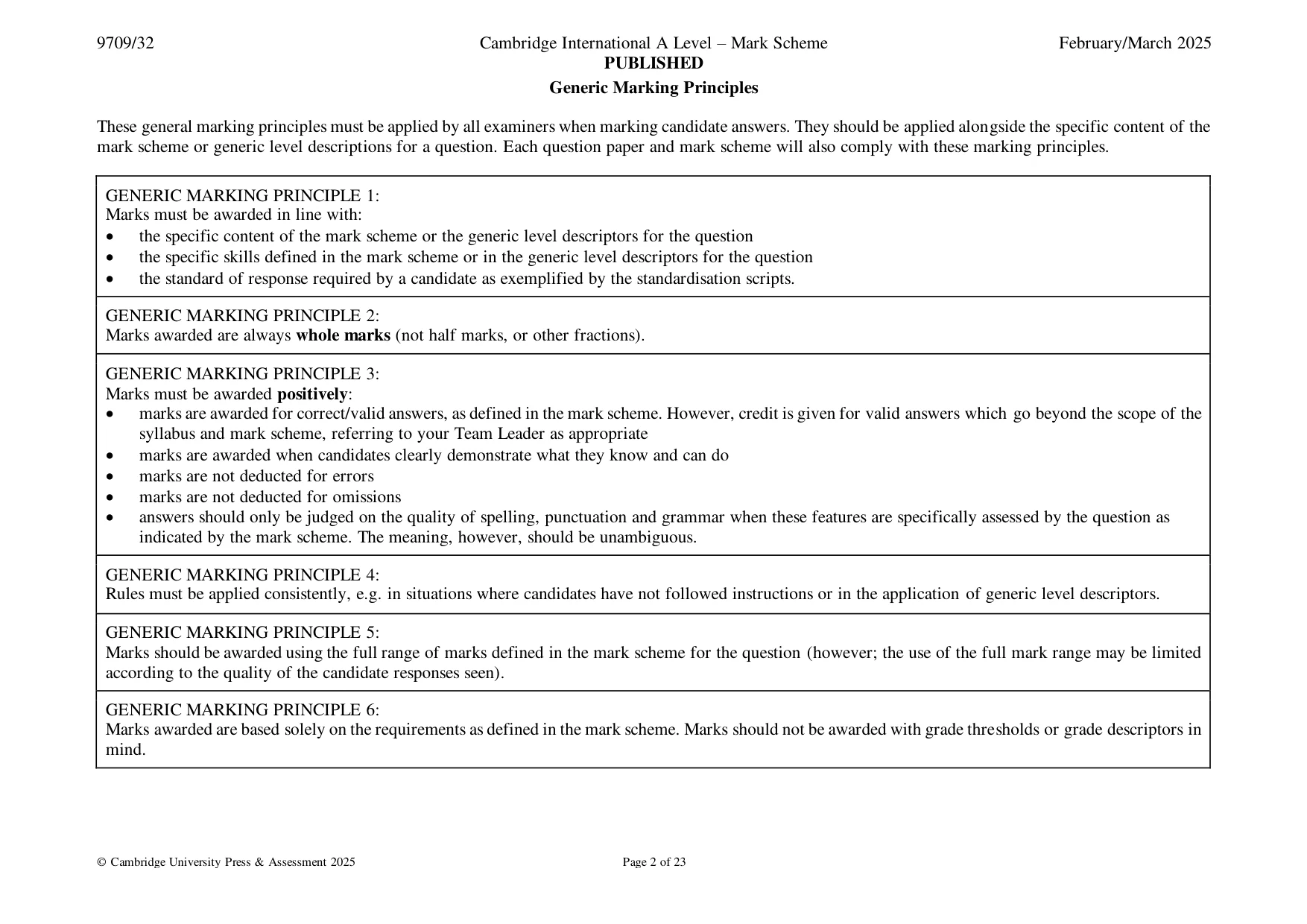 Mark scheme, page 2 of 23