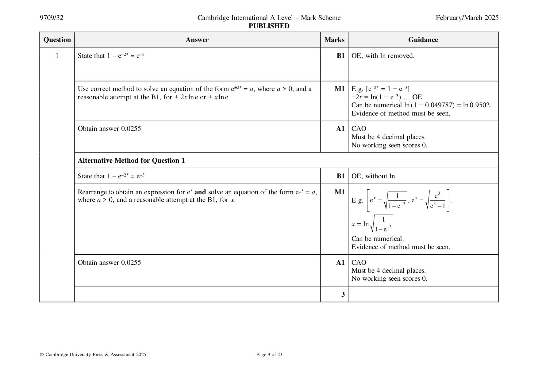 Mark scheme, page 9 of 23