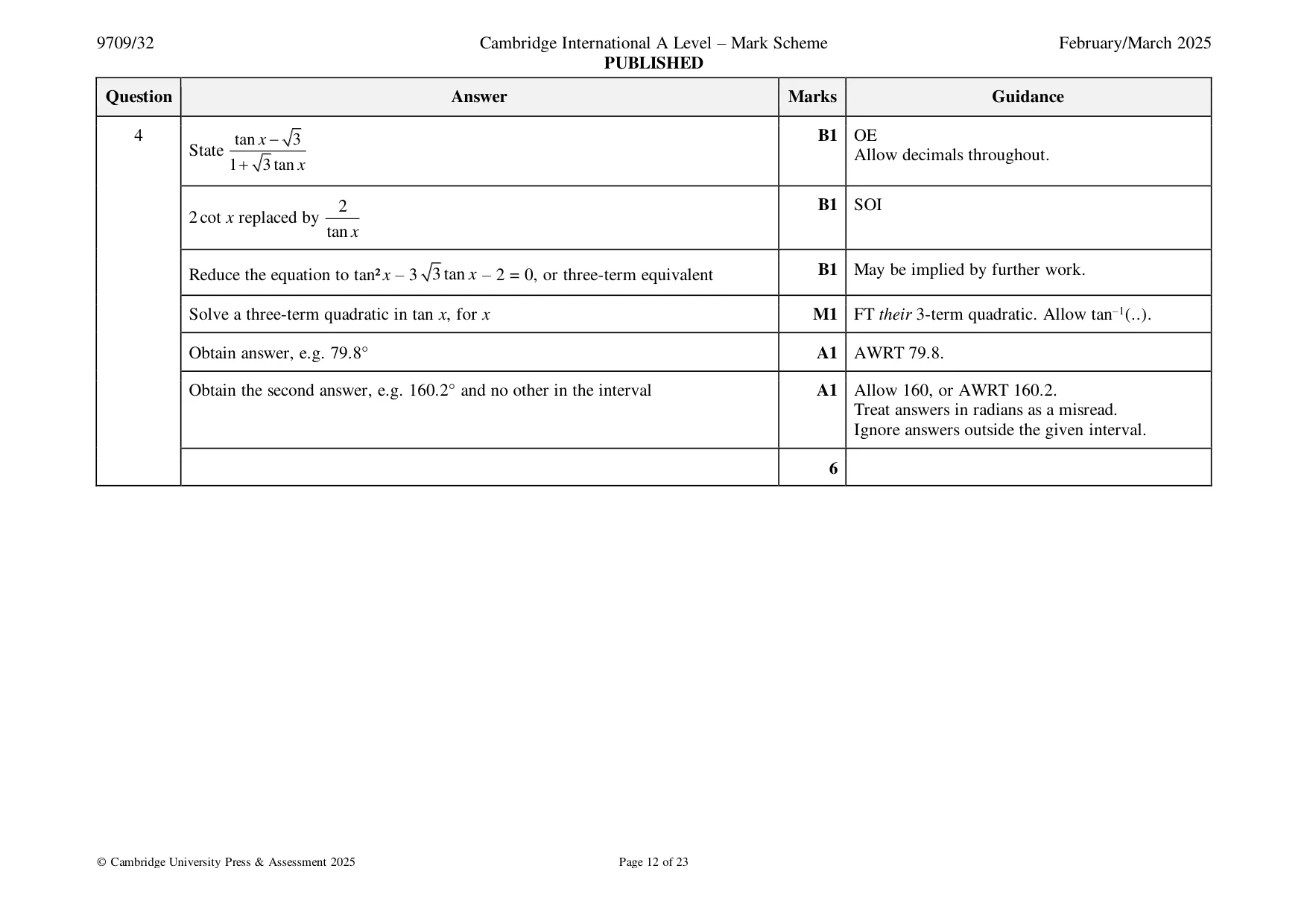 Mark scheme, page 12 of 23