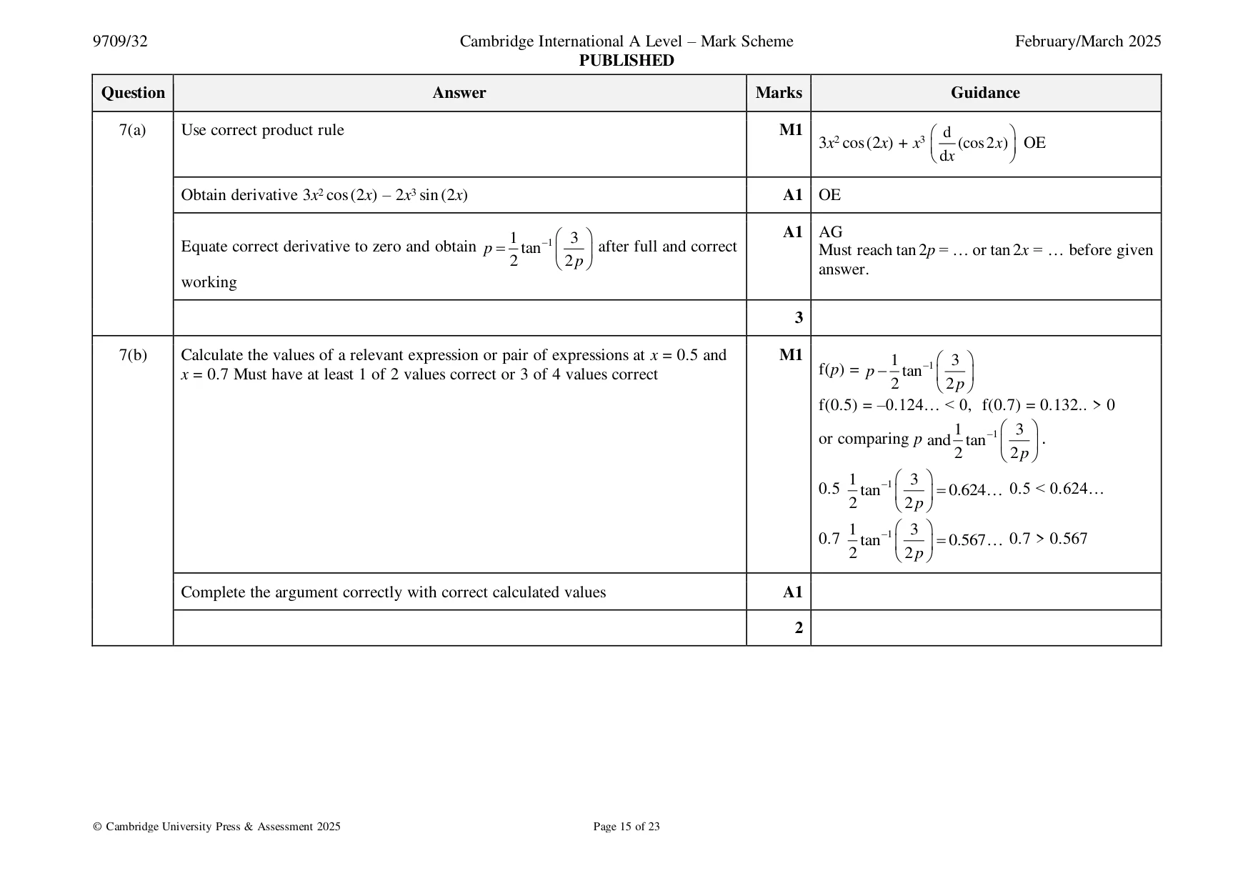 Mark scheme, page 15 of 23