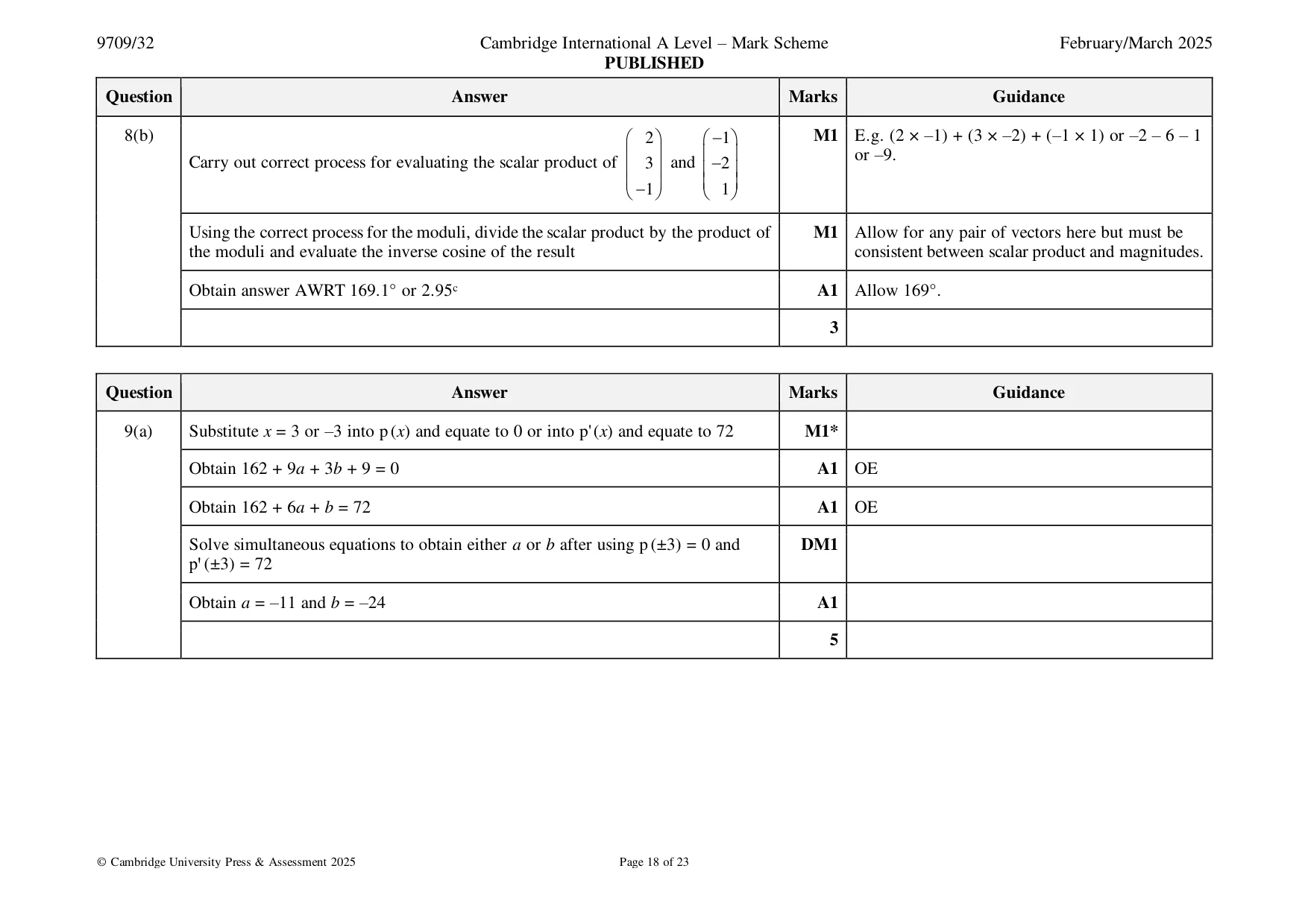 Mark scheme, page 18 of 23