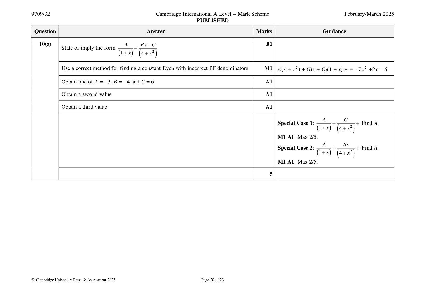 Mark scheme, page 20 of 23