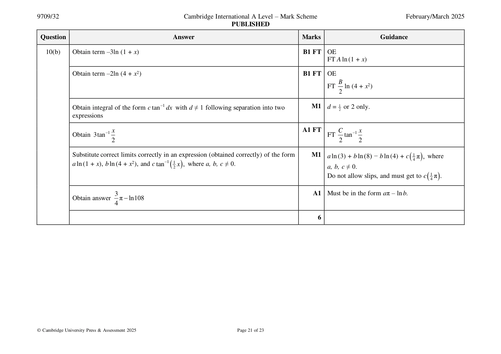 Mark scheme, page 21 of 23
