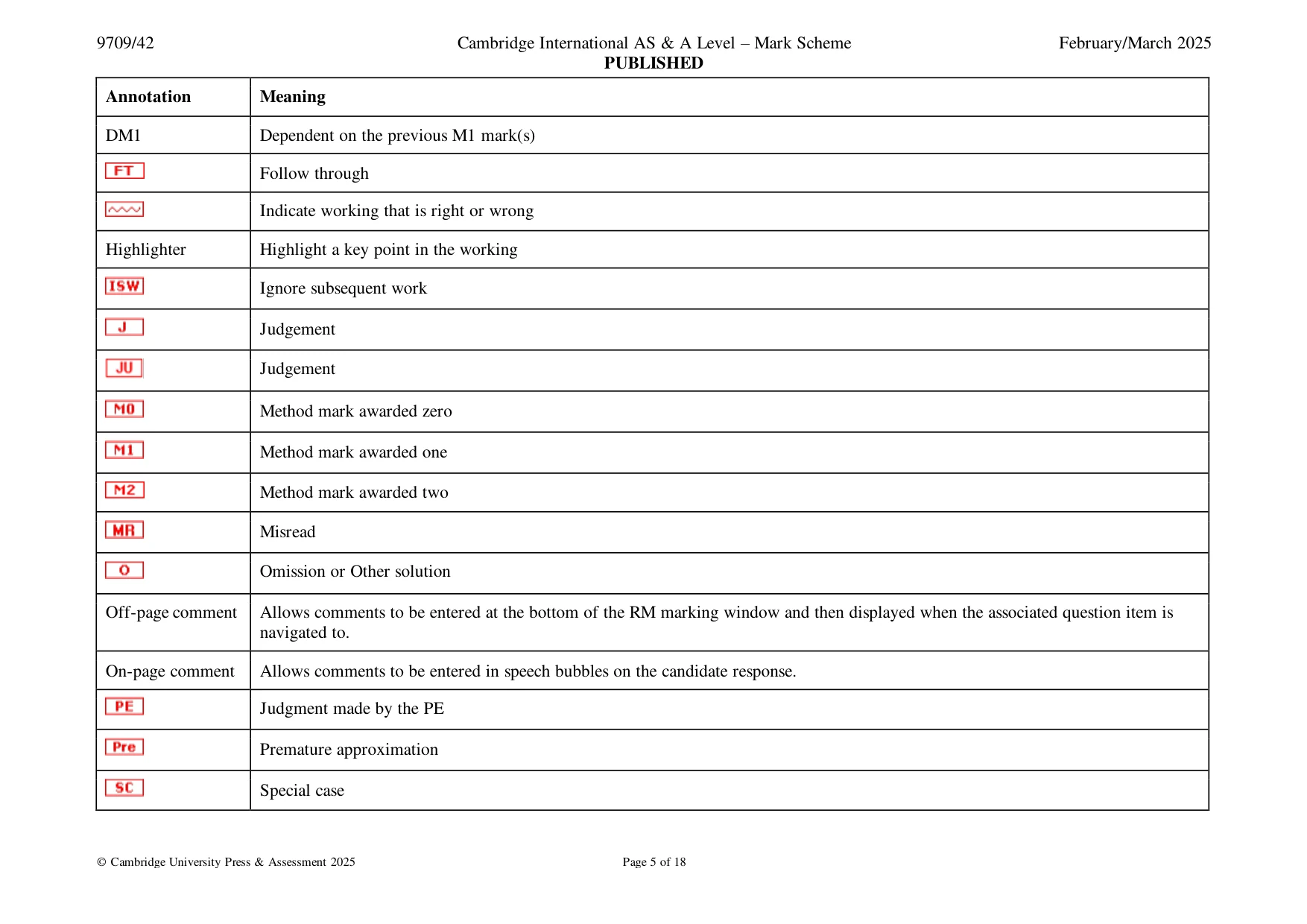 Mark scheme, page 5 of 18