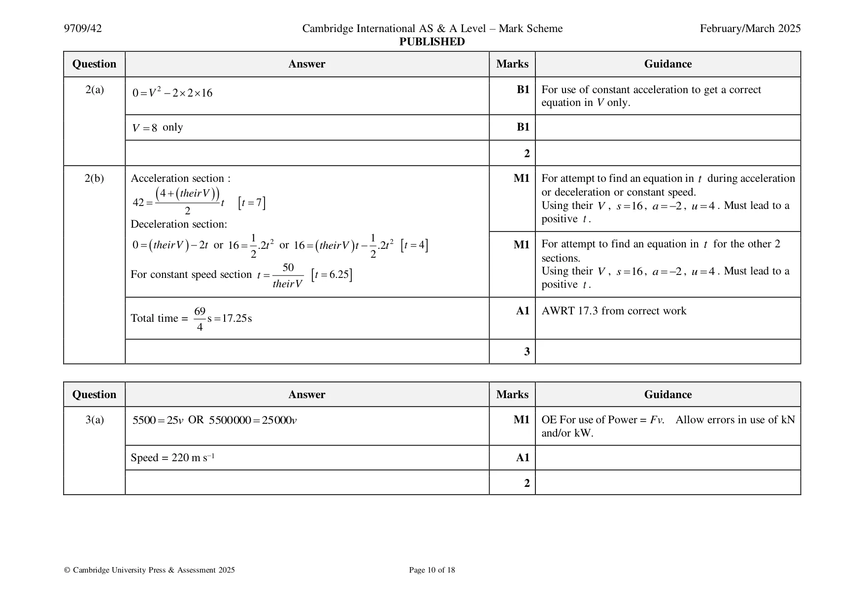 Mark scheme, page 10 of 18