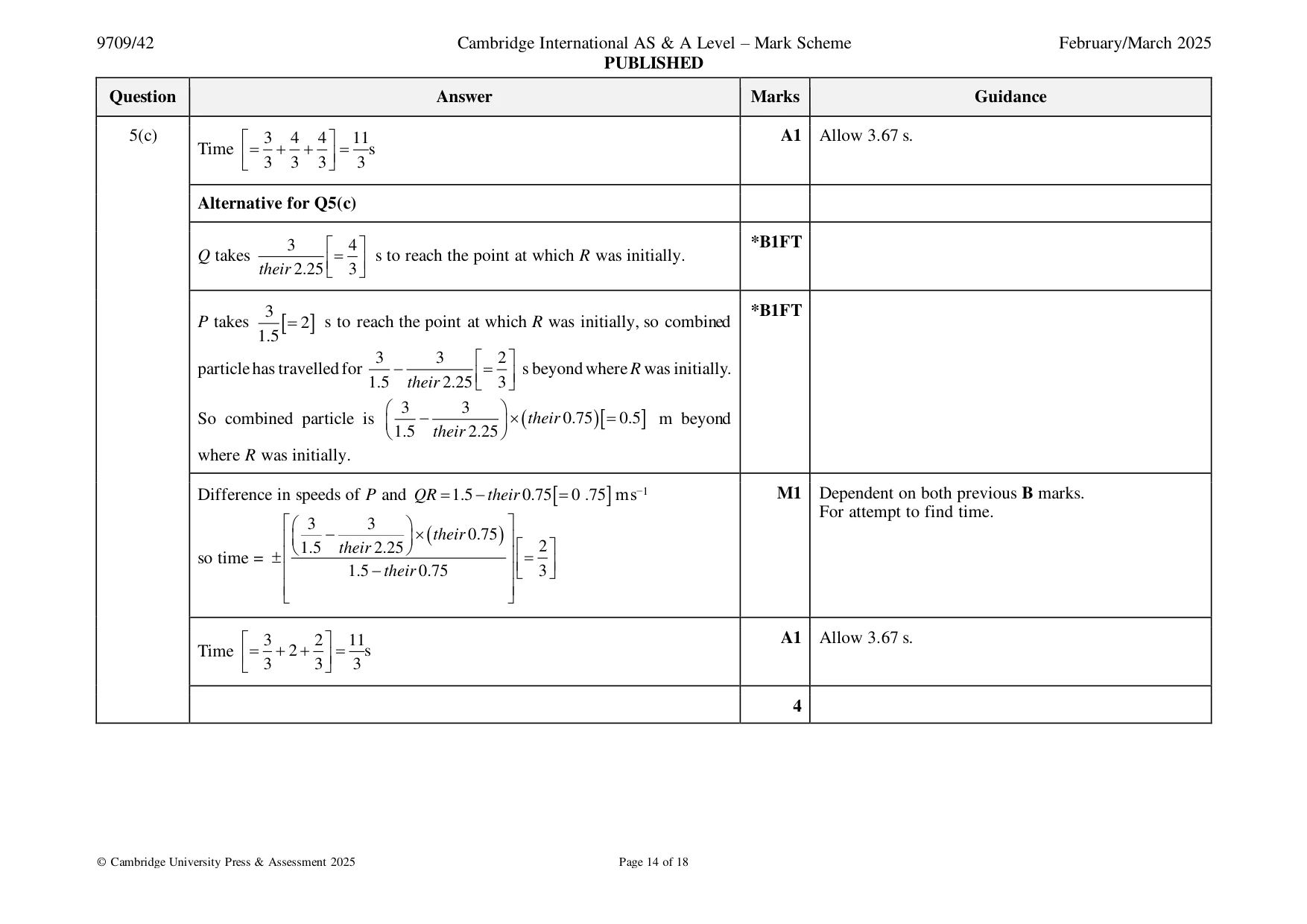 Mark scheme, page 14 of 18