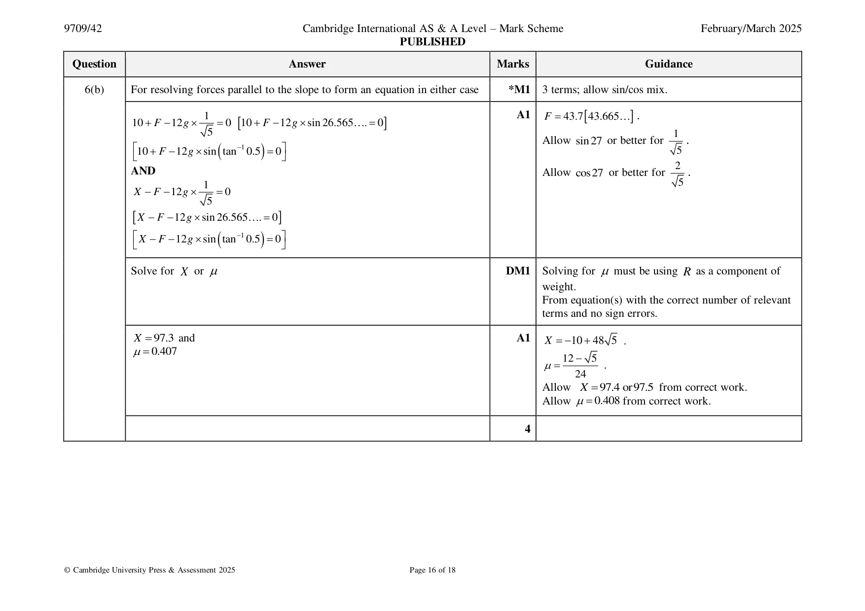 Mark scheme, page 16 of 18