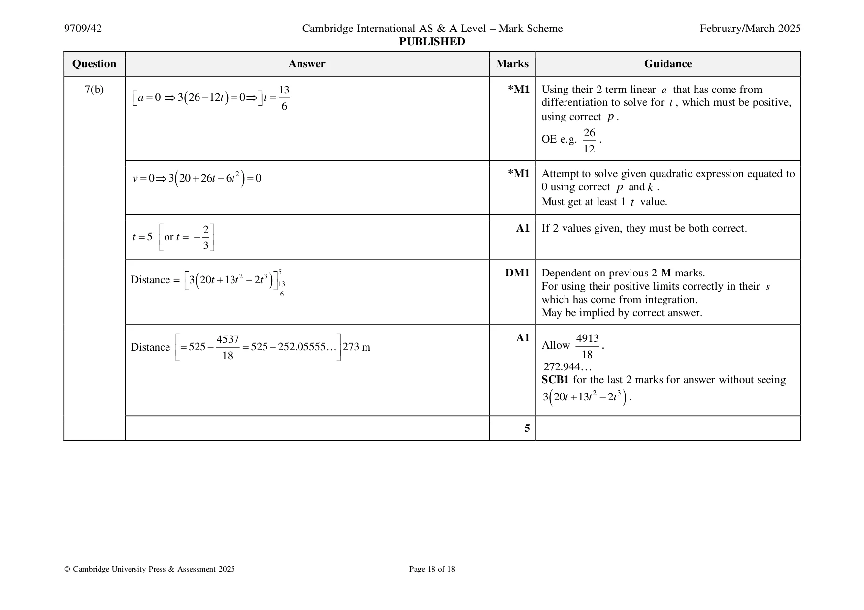 Mark scheme, page 18 of 18