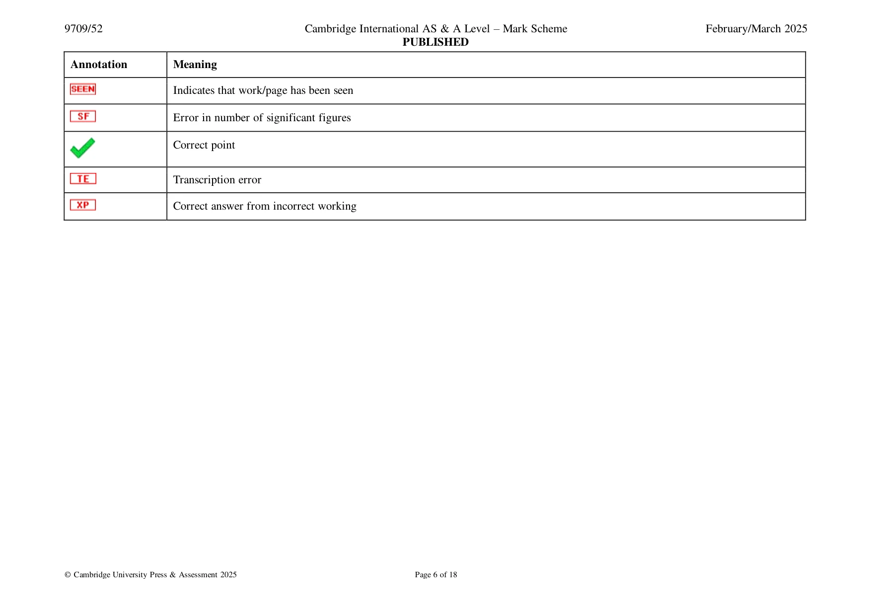 Mark scheme, page 6 of 18