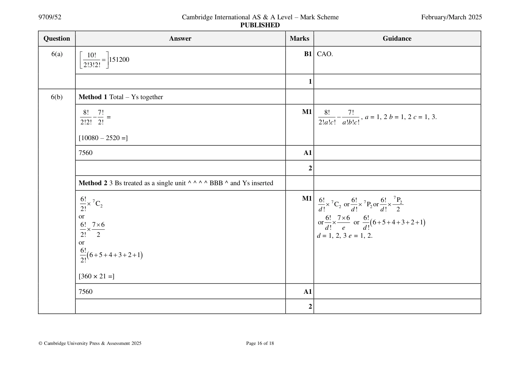 Mark scheme, page 16 of 18