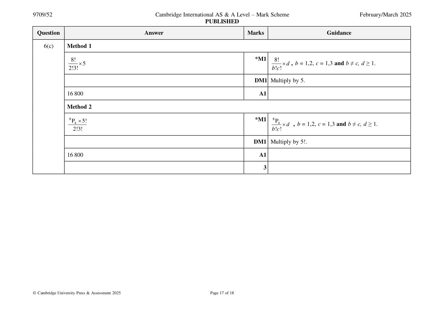 Mark scheme, page 17 of 18