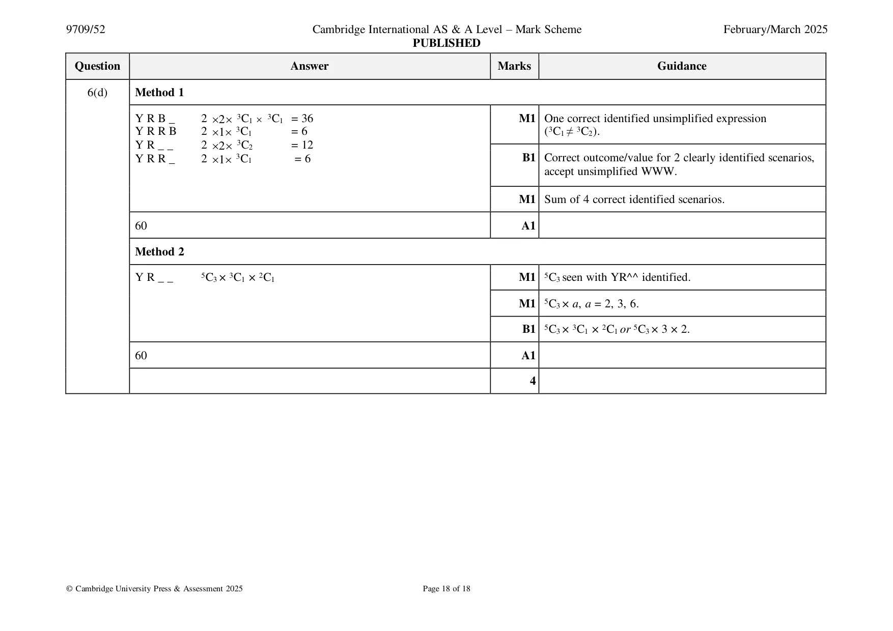 Mark scheme, page 18 of 18
