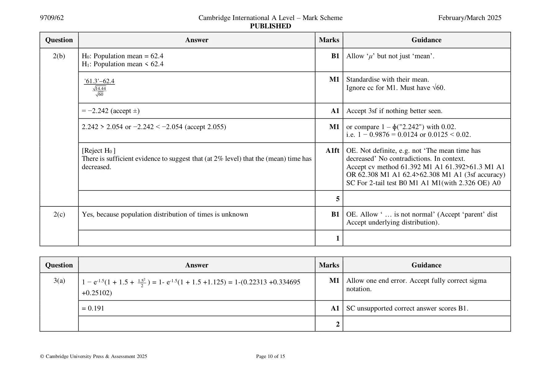 Mark scheme, page 10 of 15
