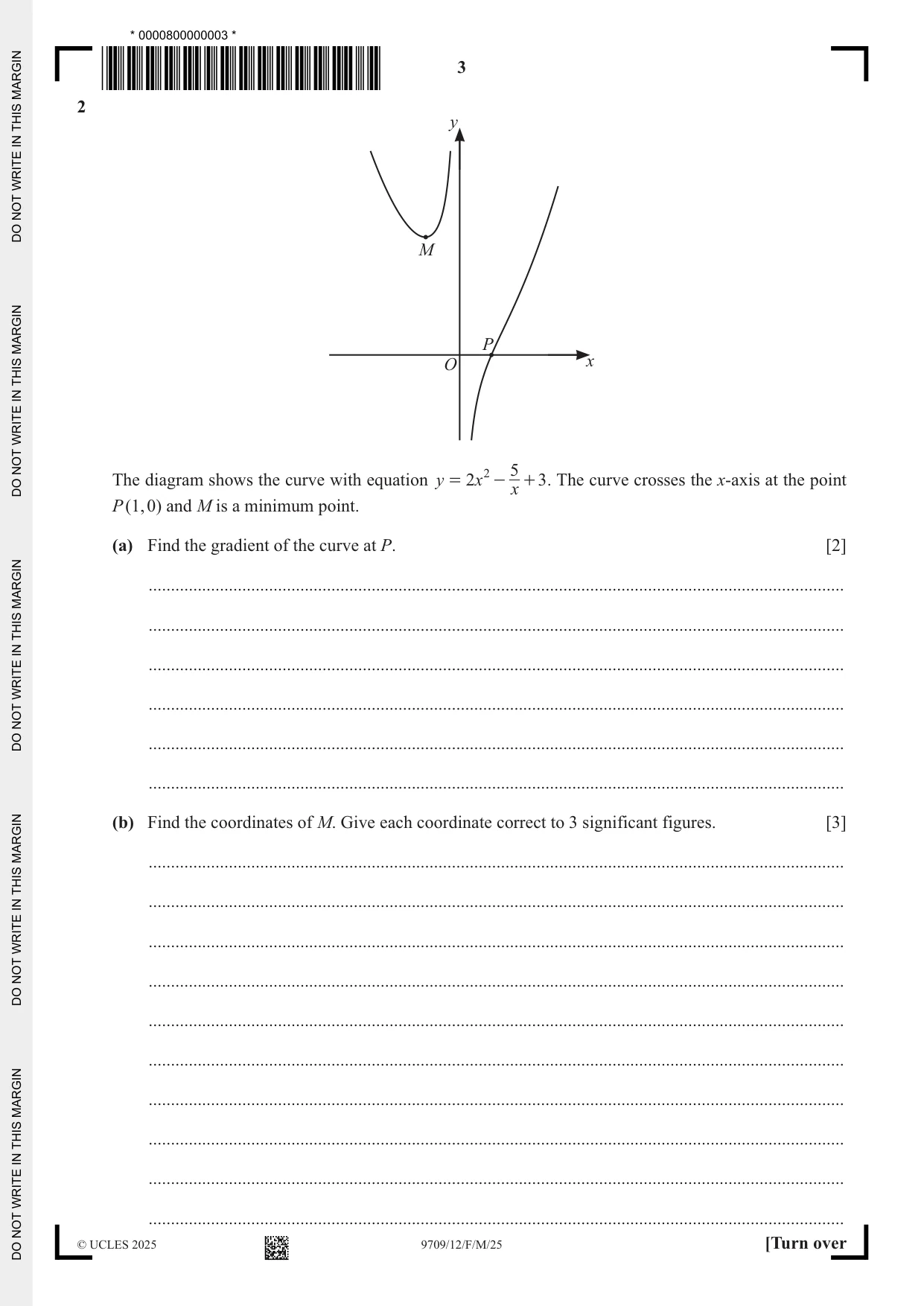 Cambridge A Level Mathematics 9709 2025 Feb/March Paper 1 · Variant 2 question paper, page 3 of 16