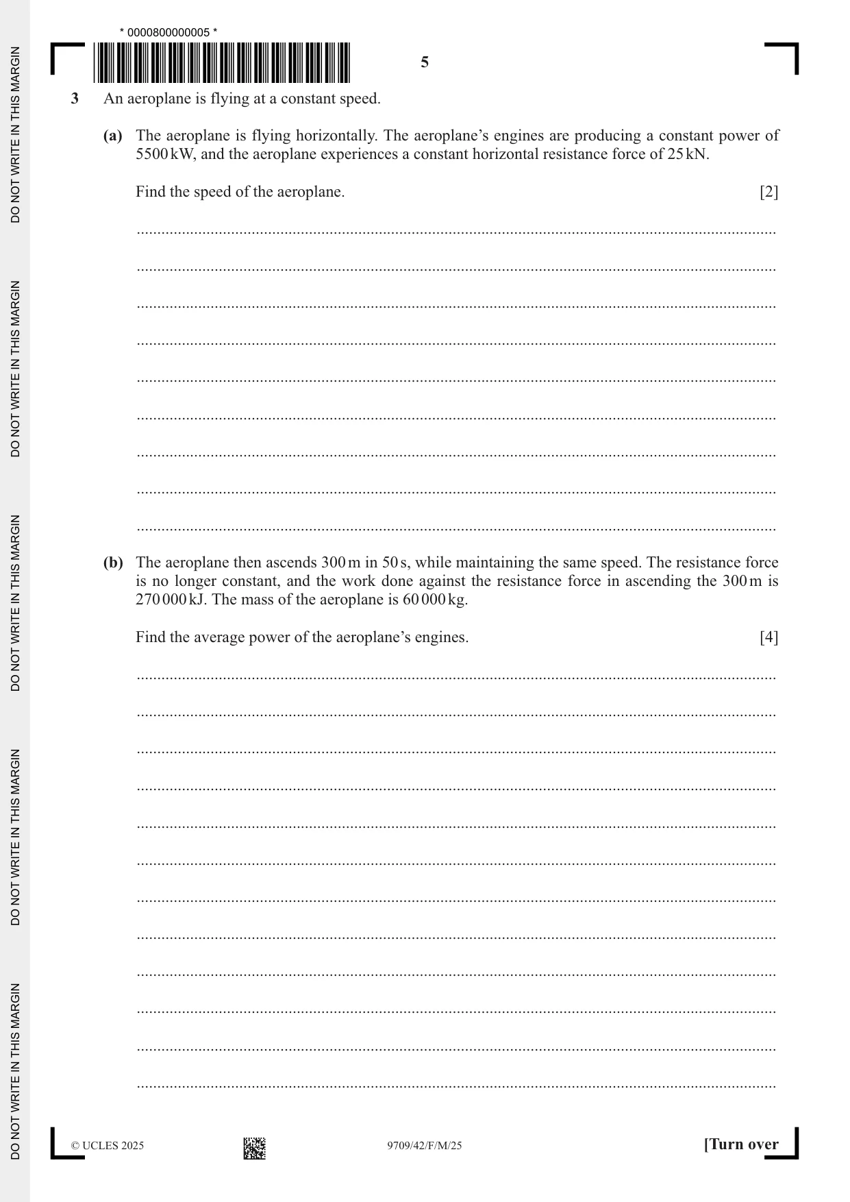 Cambridge A Level Mathematics 9709 2025 Feb/March Paper 4 · Variant 2 question paper, page 5 of 16
