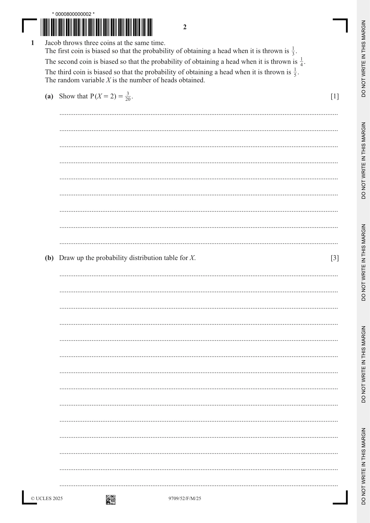 Cambridge A Level Mathematics 9709 2025 Feb/March Paper 5 · Variant 2 question paper, page 2 of 16
