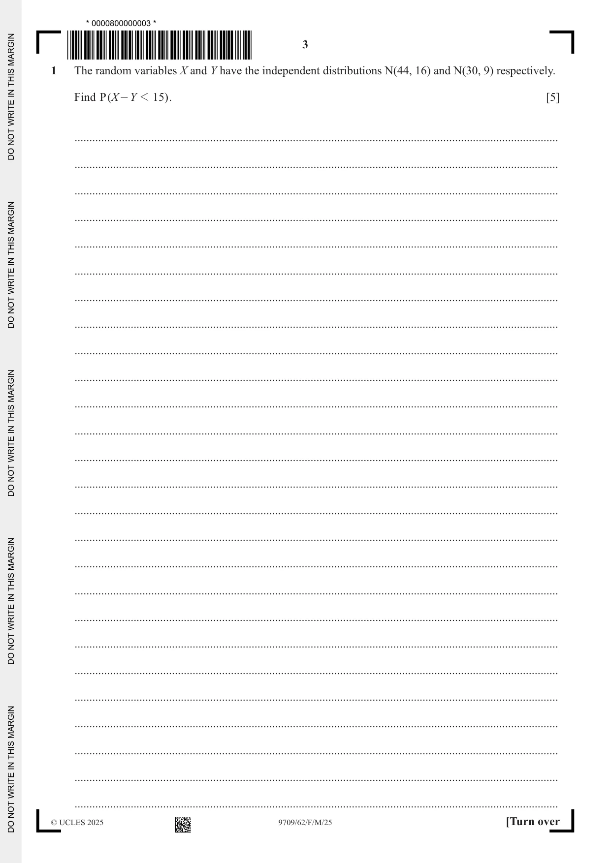 Cambridge A Level Mathematics 9709 2025 Feb/March Paper 6 · Variant 2 question paper, page 3 of 16