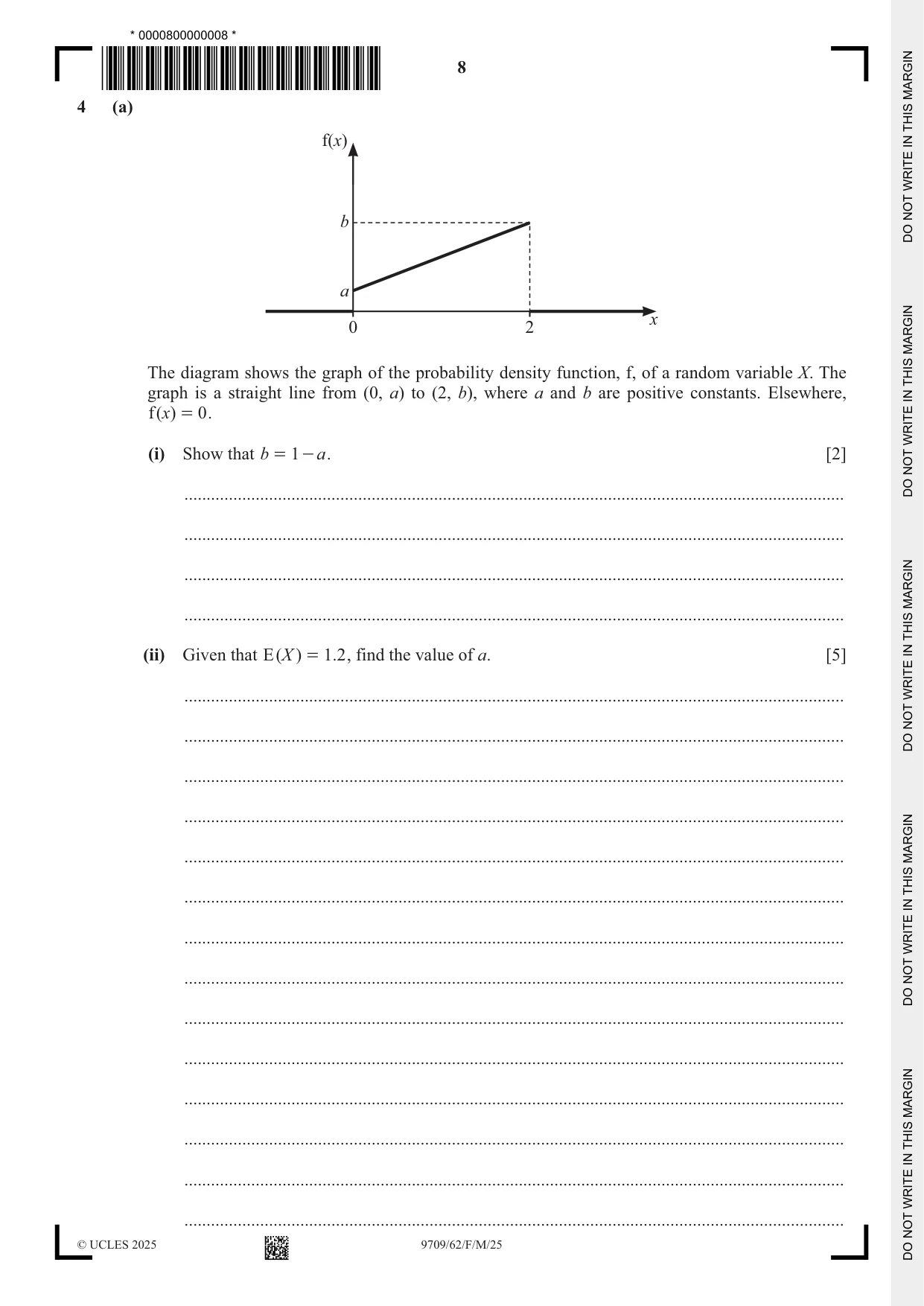 Cambridge A Level Mathematics 9709 2025 Feb/March Paper 6 · Variant 2 question paper, page 8 of 16