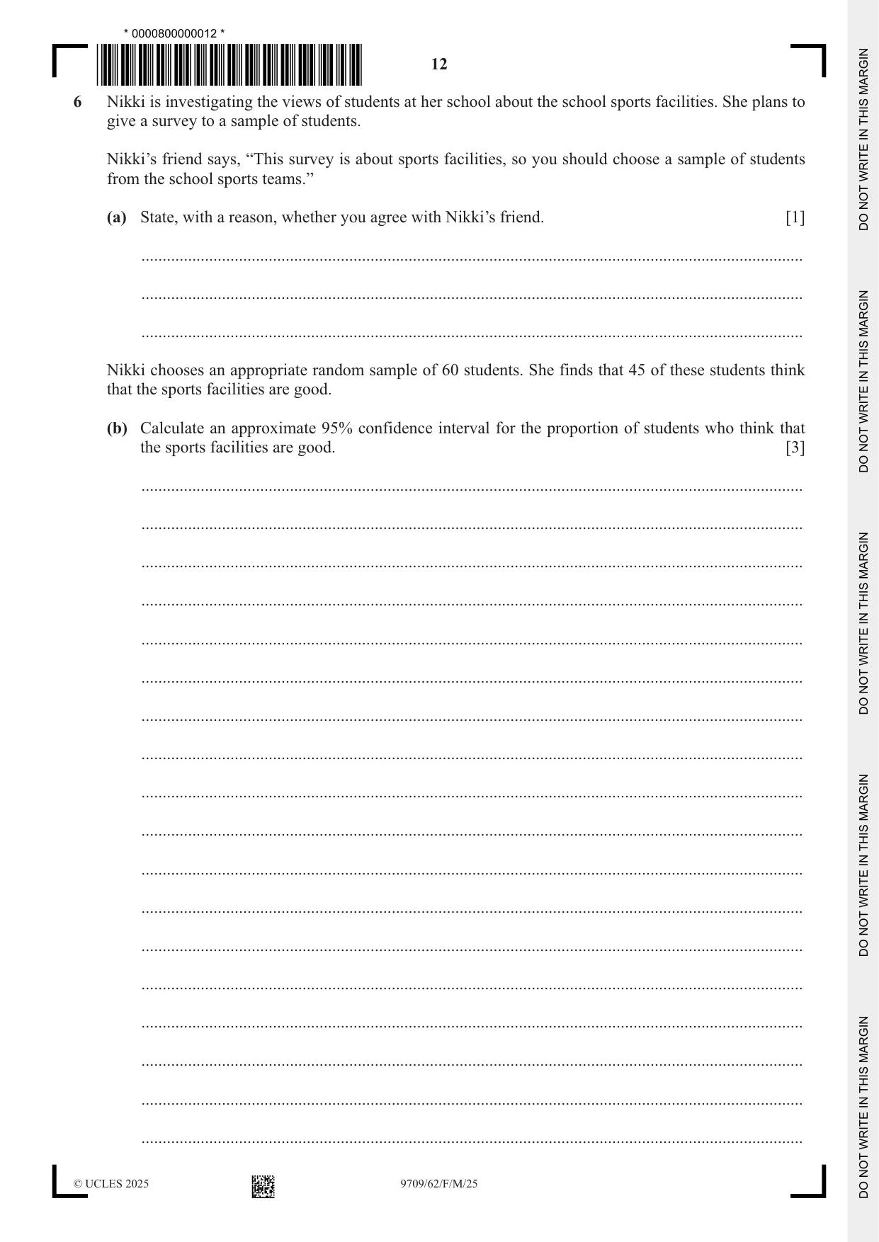 Cambridge A Level Mathematics 9709 2025 Feb/March Paper 6 · Variant 2 question paper, page 12 of 16