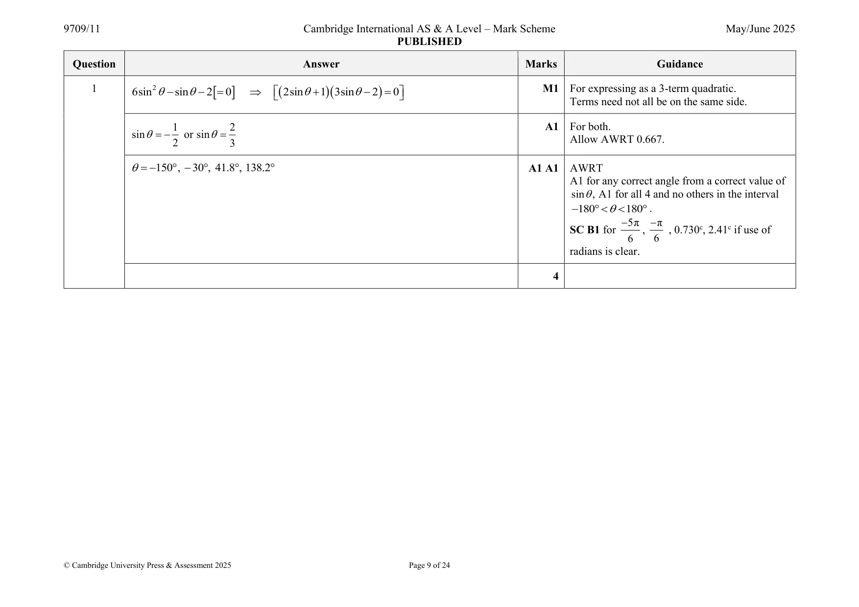 Mark scheme, page 9 of 24