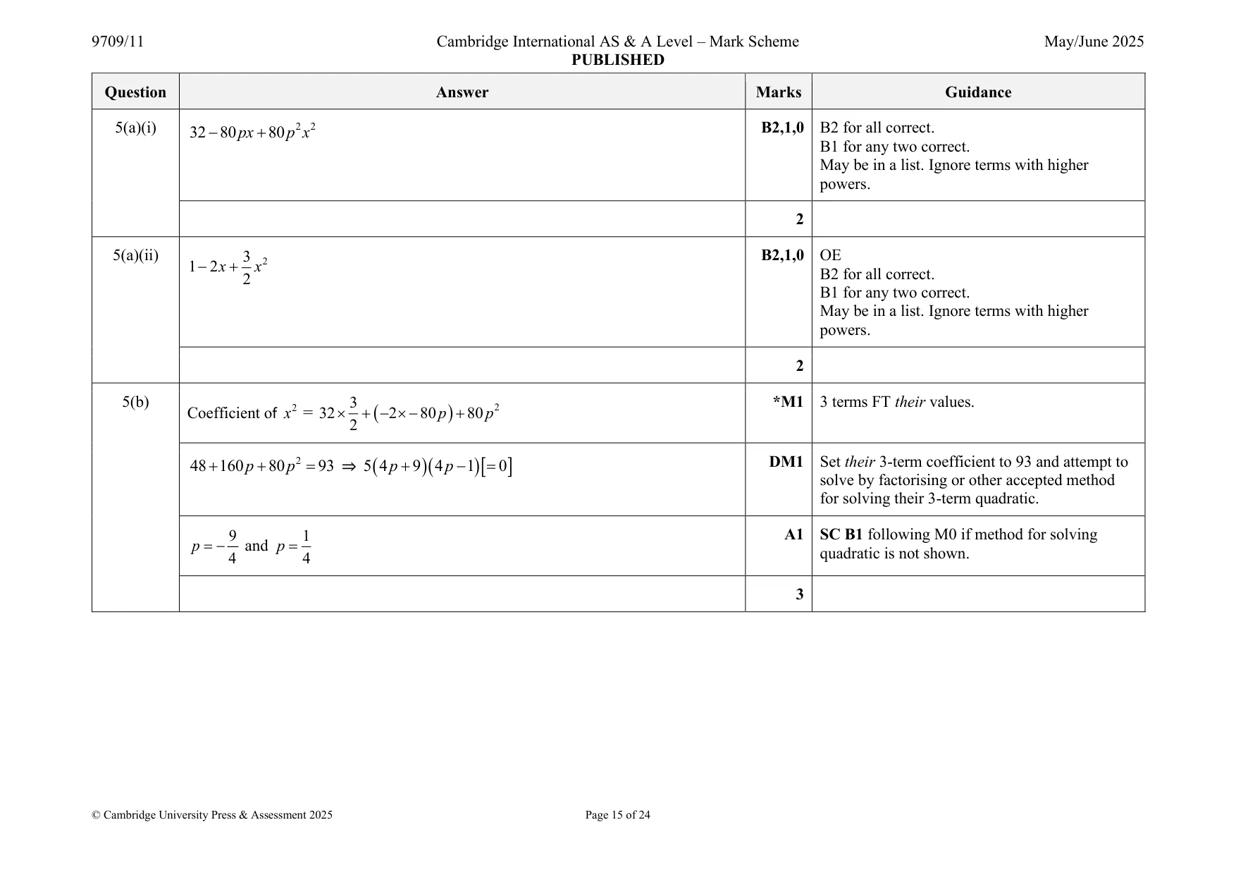 Mark scheme, page 15 of 24