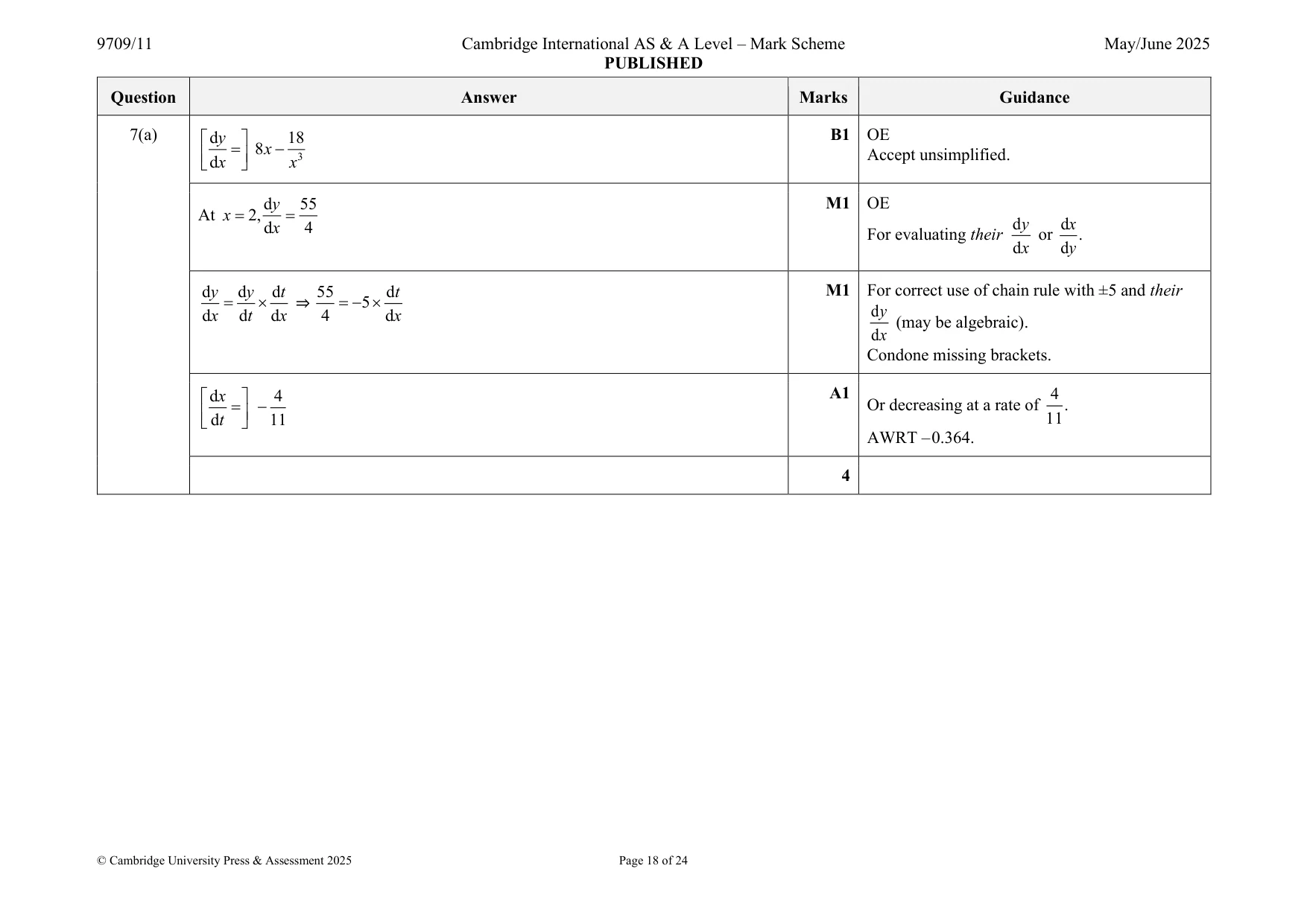 Mark scheme, page 18 of 24