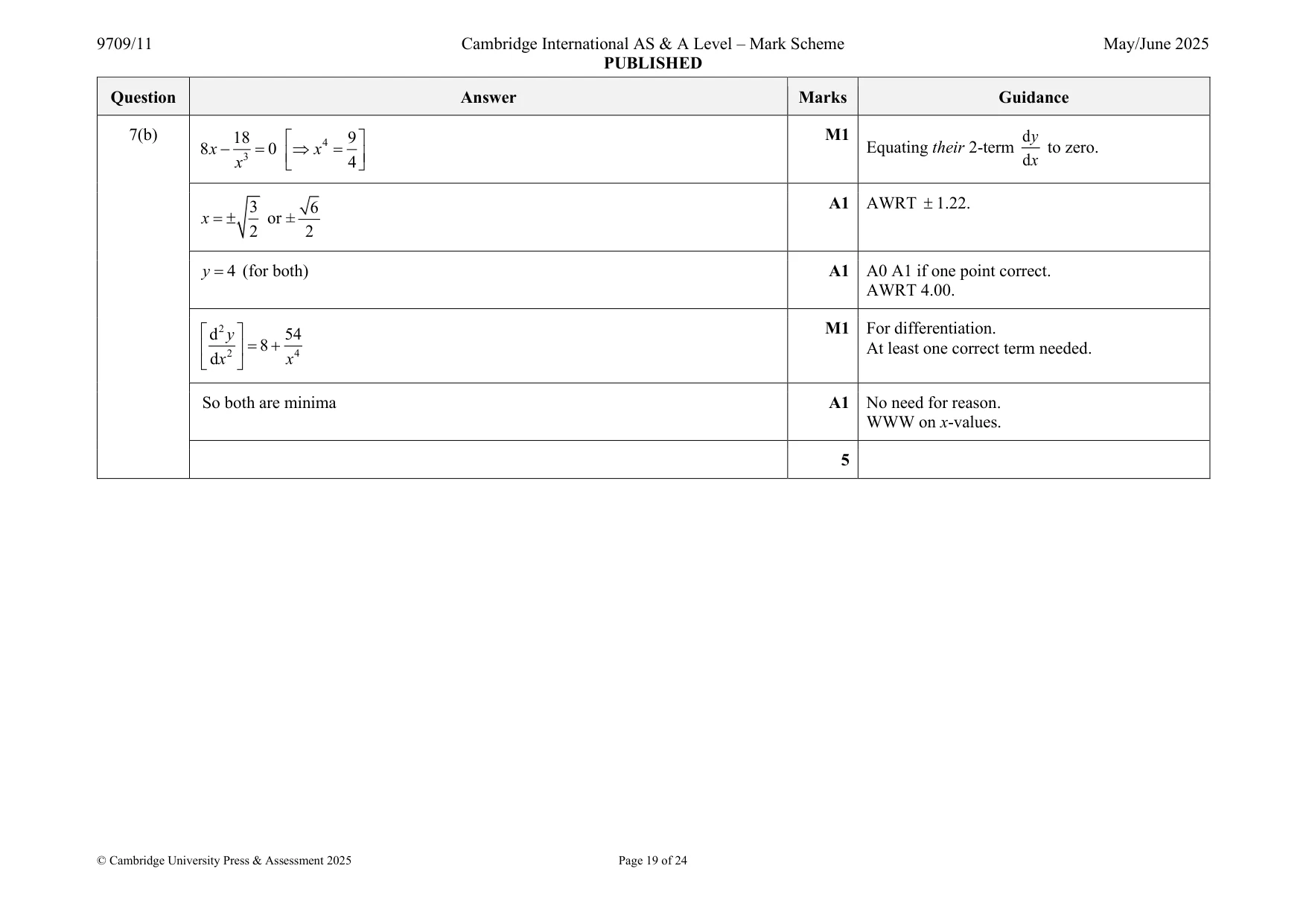 Mark scheme, page 19 of 24