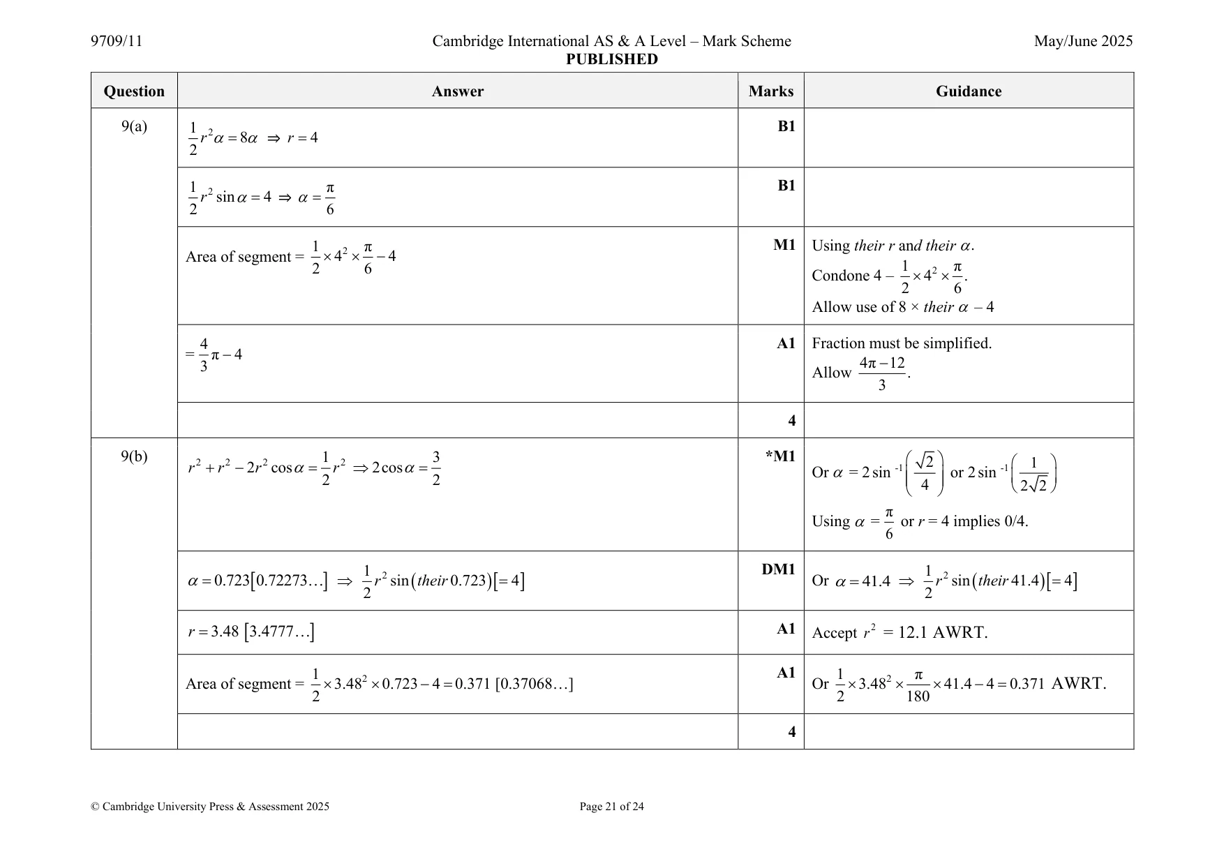 Mark scheme, page 21 of 24