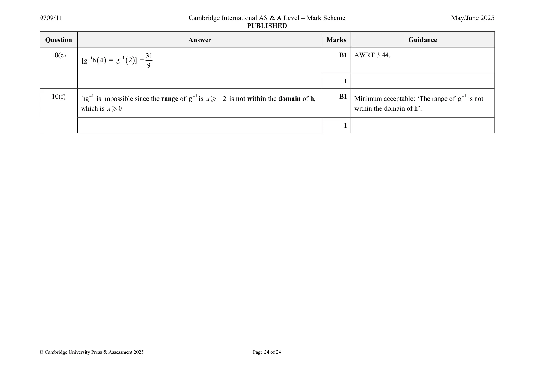 Mark scheme, page 24 of 24