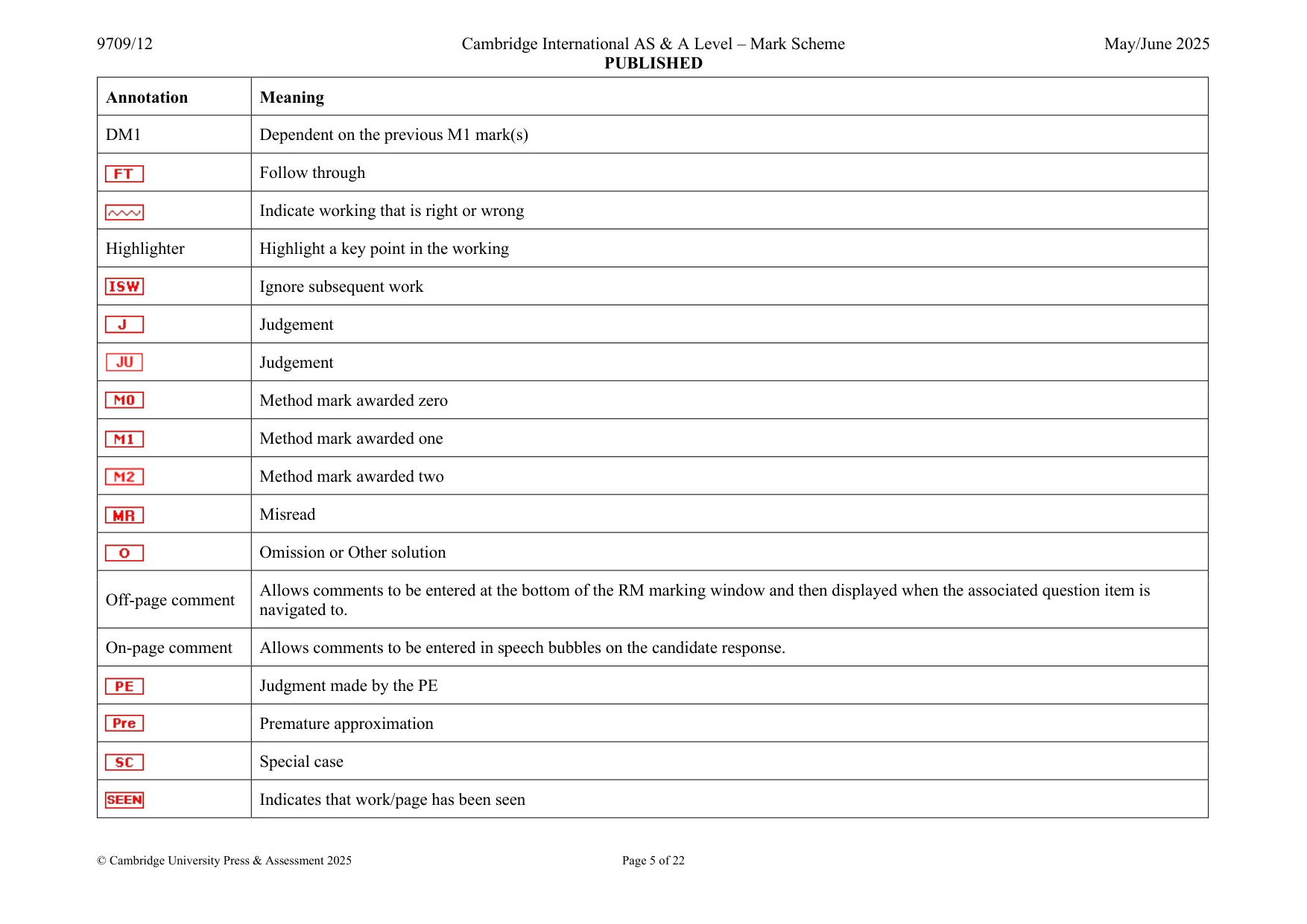 Mark scheme, page 5 of 22